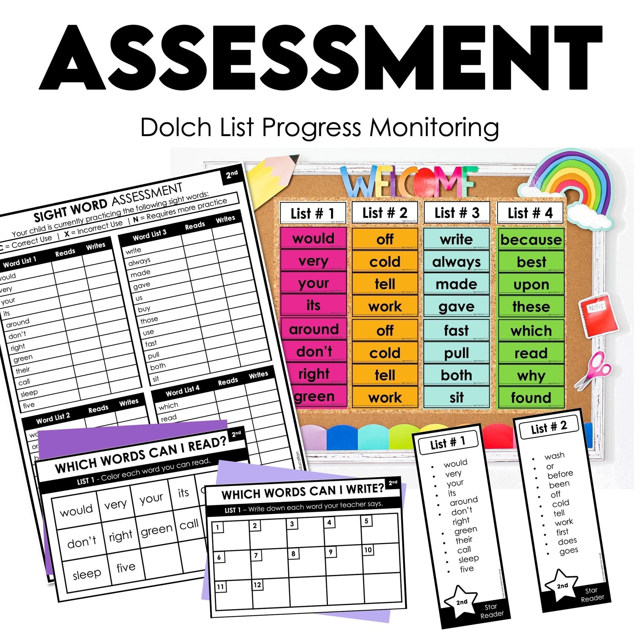 Dolch Sight Word Assessment + Progress Monitoring
