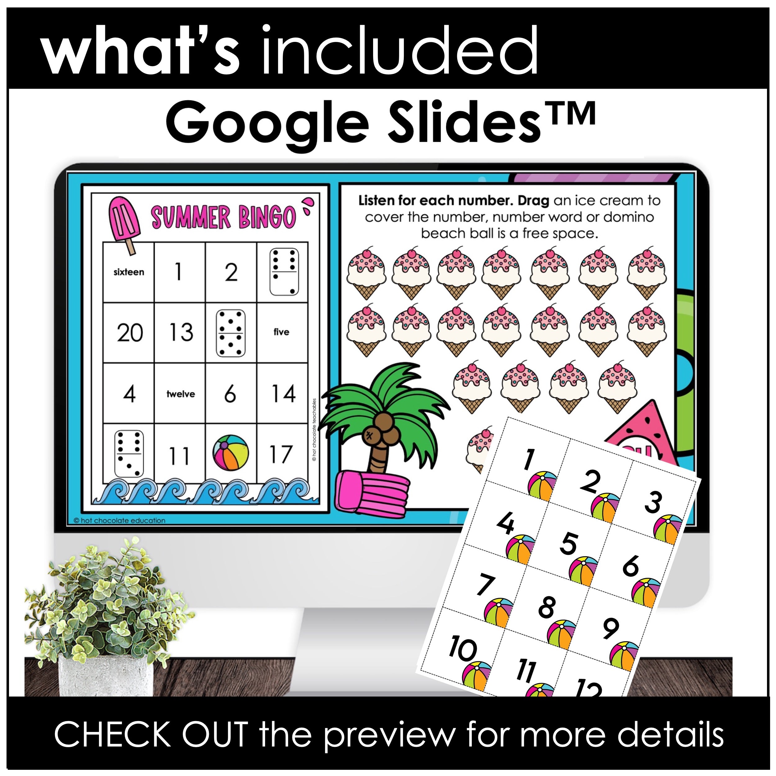 Summer Teen Number Bingo 1-20 | Number Sense |  BUNDLE