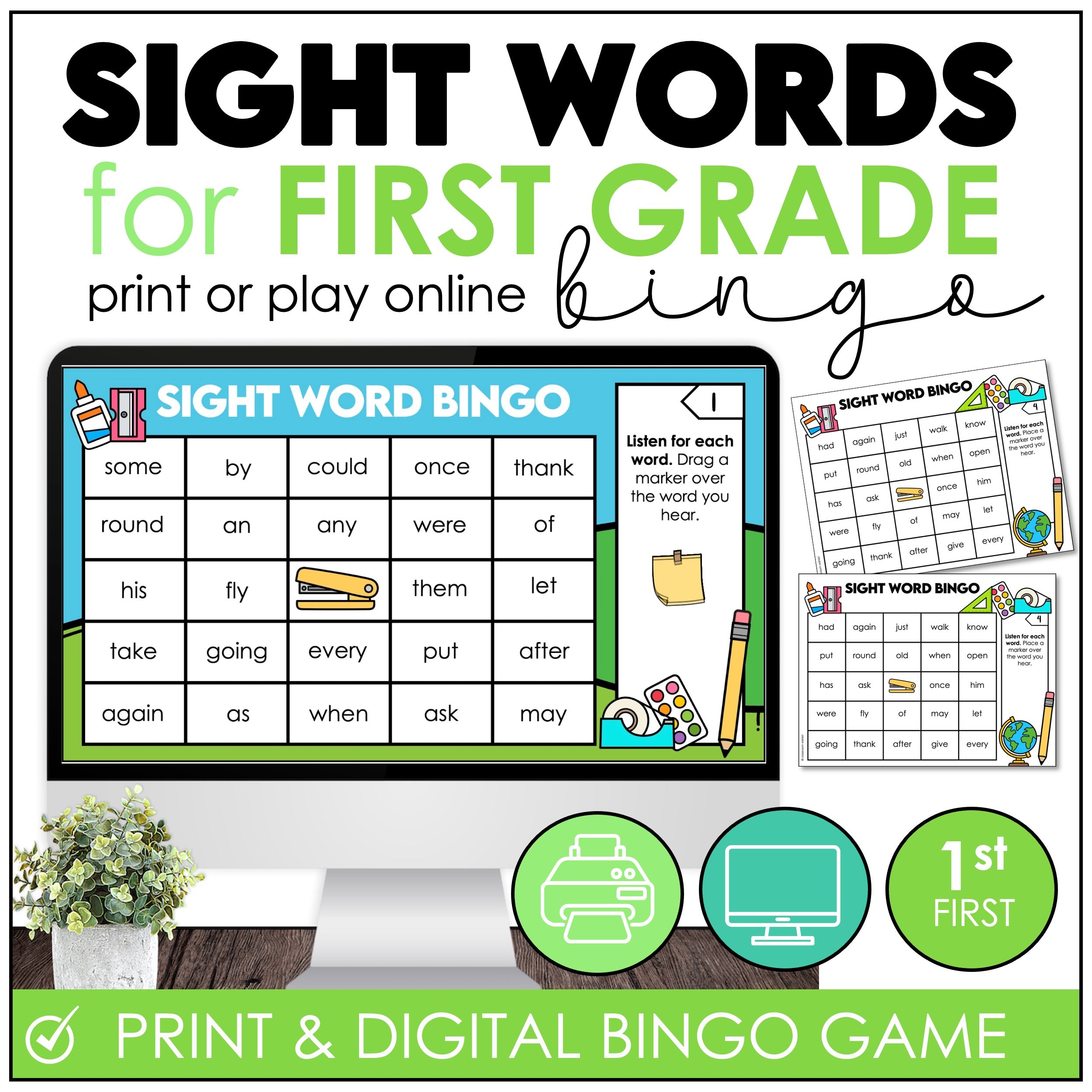 1st Grade Sight Word Bingo - Print & Digital