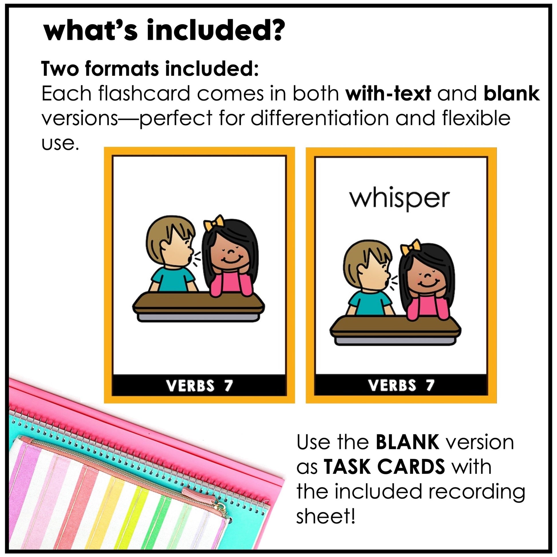 Action Verb Vocabulary Flashcards | ESL Flash Cards Volume 1 - Hot Chocolate Teachables