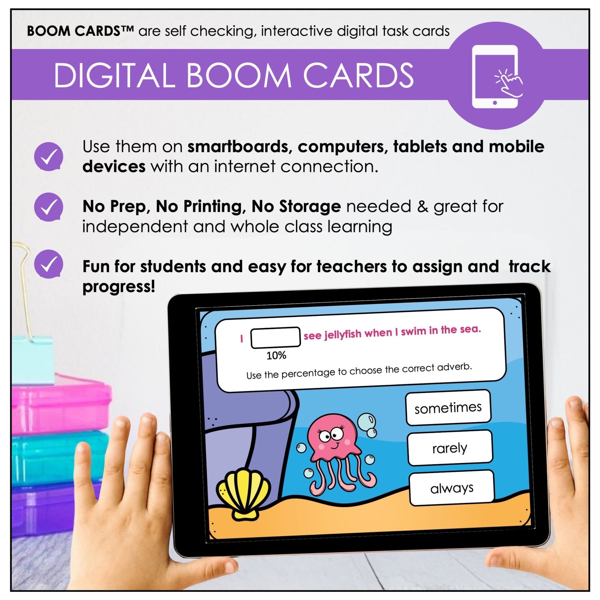 Adverbs of Frequency | Present Simple Sentences Digital Task Cards - Hot Chocolate Teachables