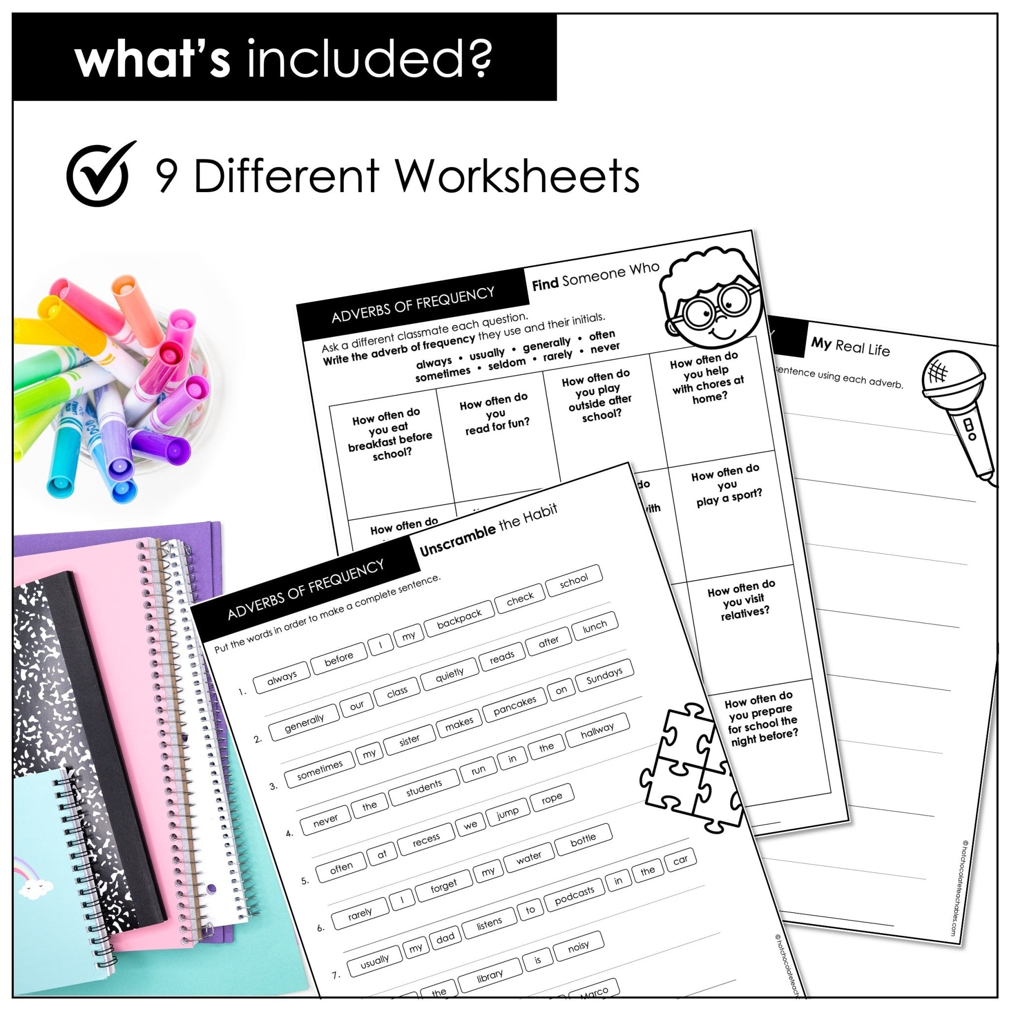 Adverbs of Frequency Worksheets – ESL “How Often?” Practice - Hot Chocolate Teachables