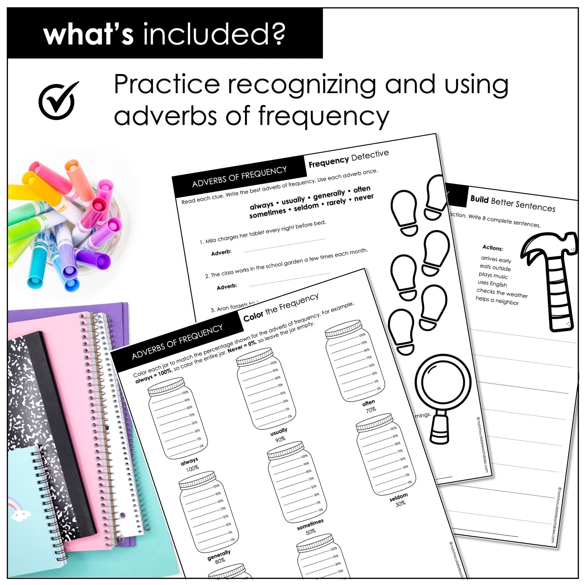 Adverbs of Frequency Worksheets – ESL “How Often?” Practice - Hot Chocolate Teachables