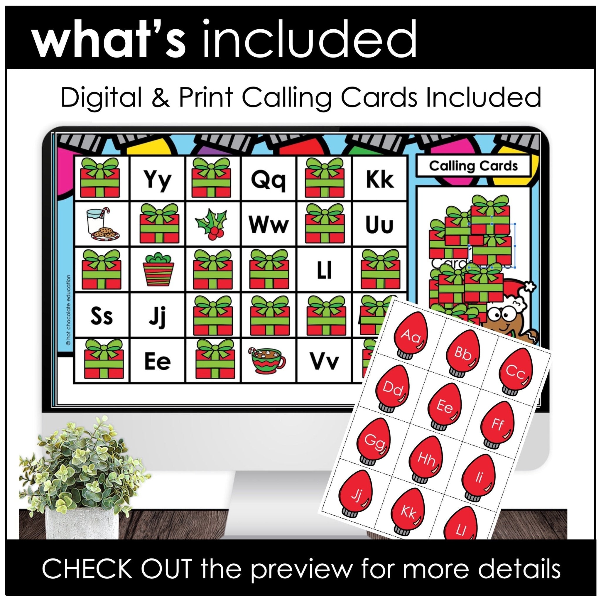 Alphabet Bingo Bundle : Digital & Print - Christmas Theme Game Boards - Hot Chocolate Teachables