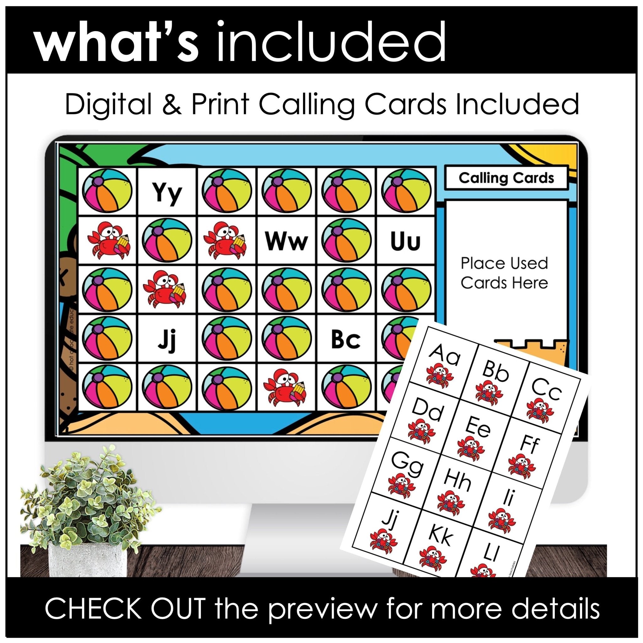 Alphabet Bingo Bundle : Summer Theme Game Board Pack - Hot Chocolate Teachables