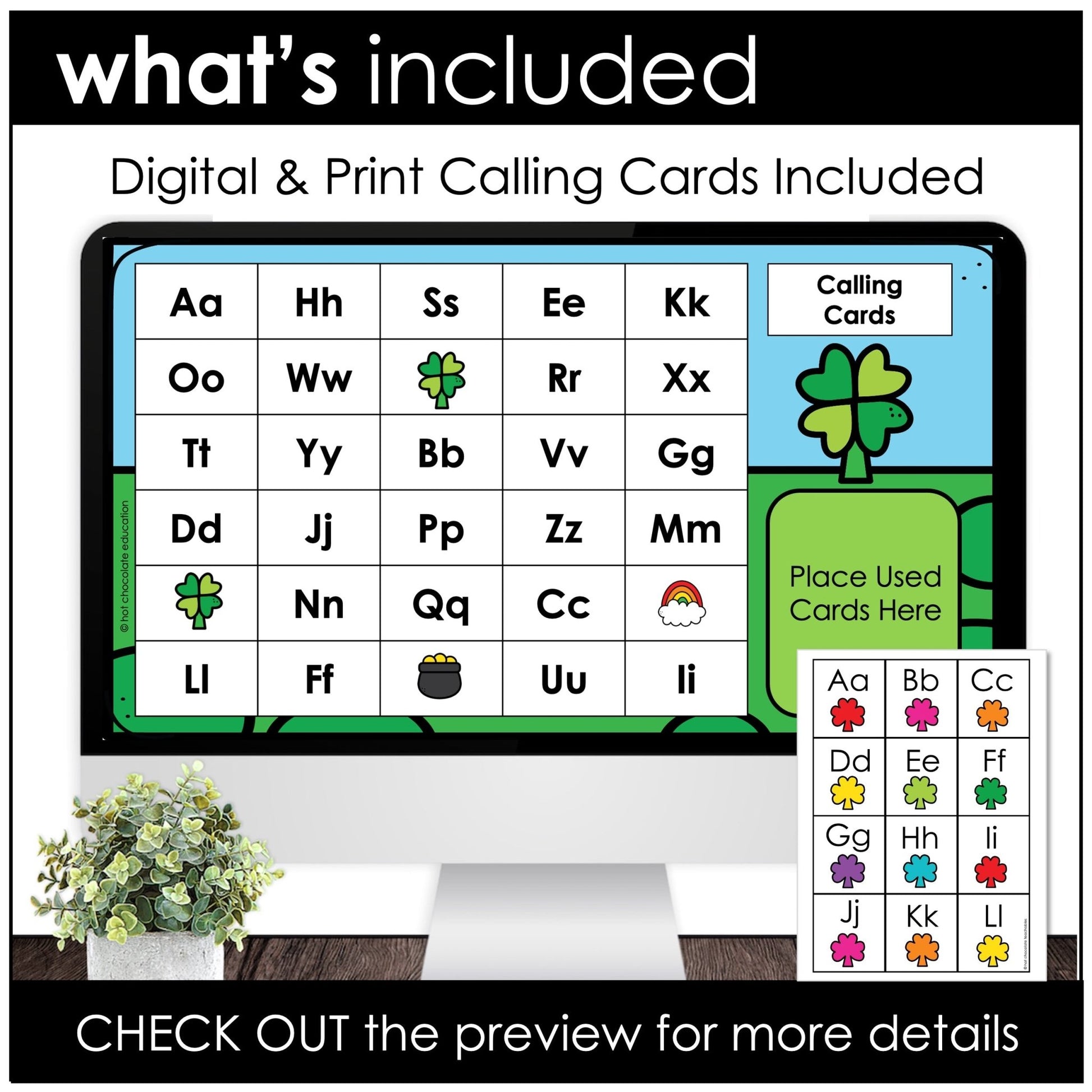 Alphabet Letter Fluency| Bingo Game | Print & Digital - St. Patrick's Day - Hot Chocolate Teachables