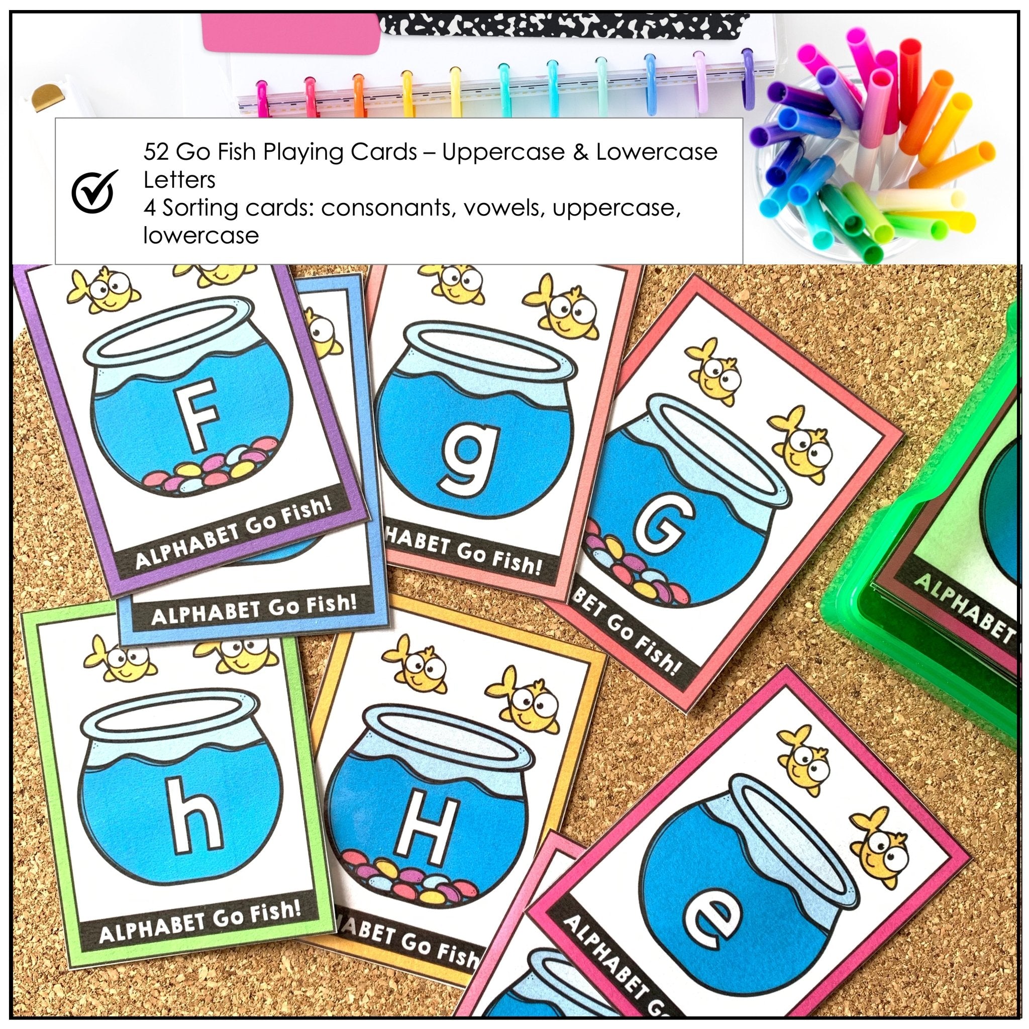 Alphabet Letter Fluency Card Game - Uppercase & Lowercase Letter GO FISH - Hot Chocolate Teachables