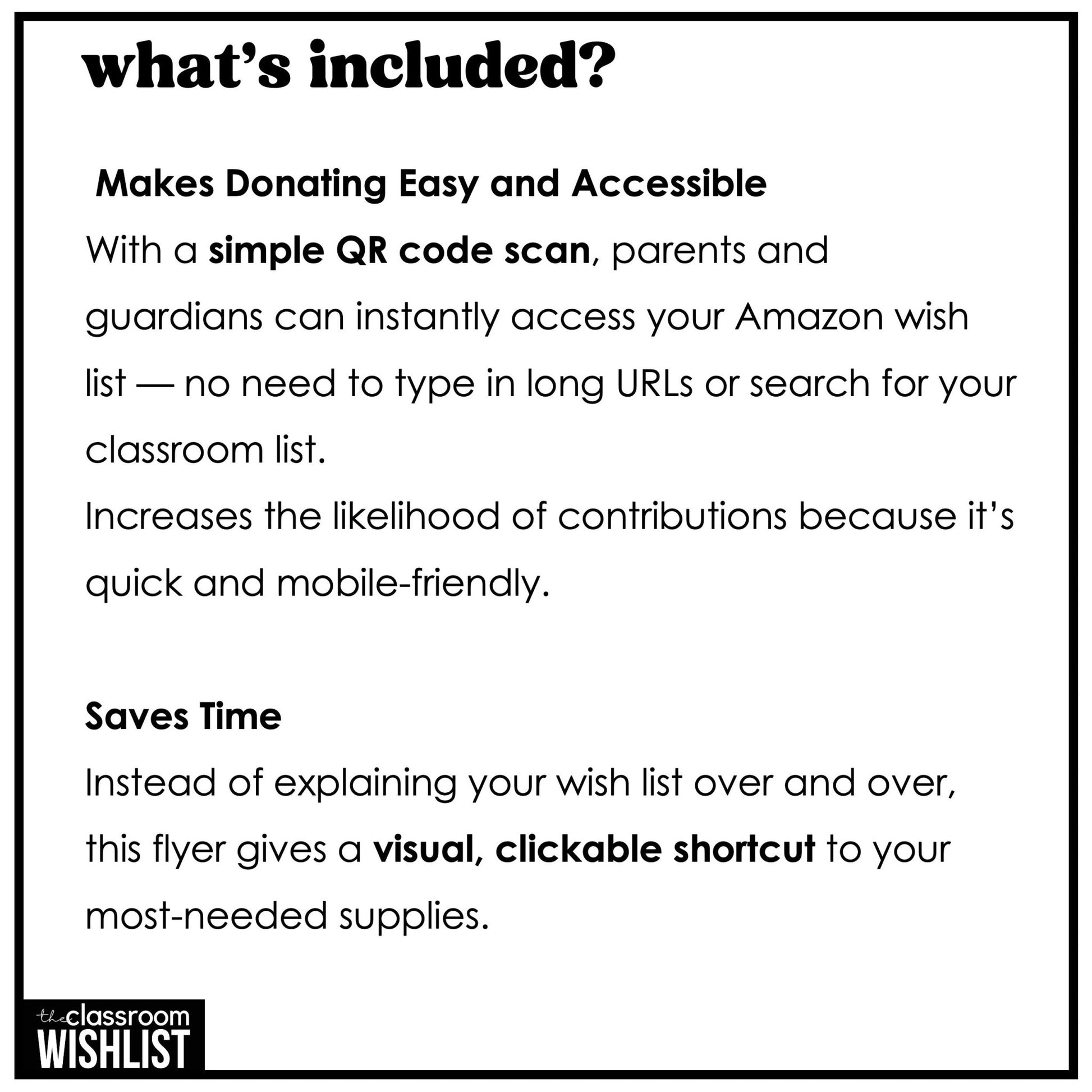 Amazon Classroom Wishlist QR Code Editable Cards - Back To School - PTA / PTO - Hot Chocolate Teachables