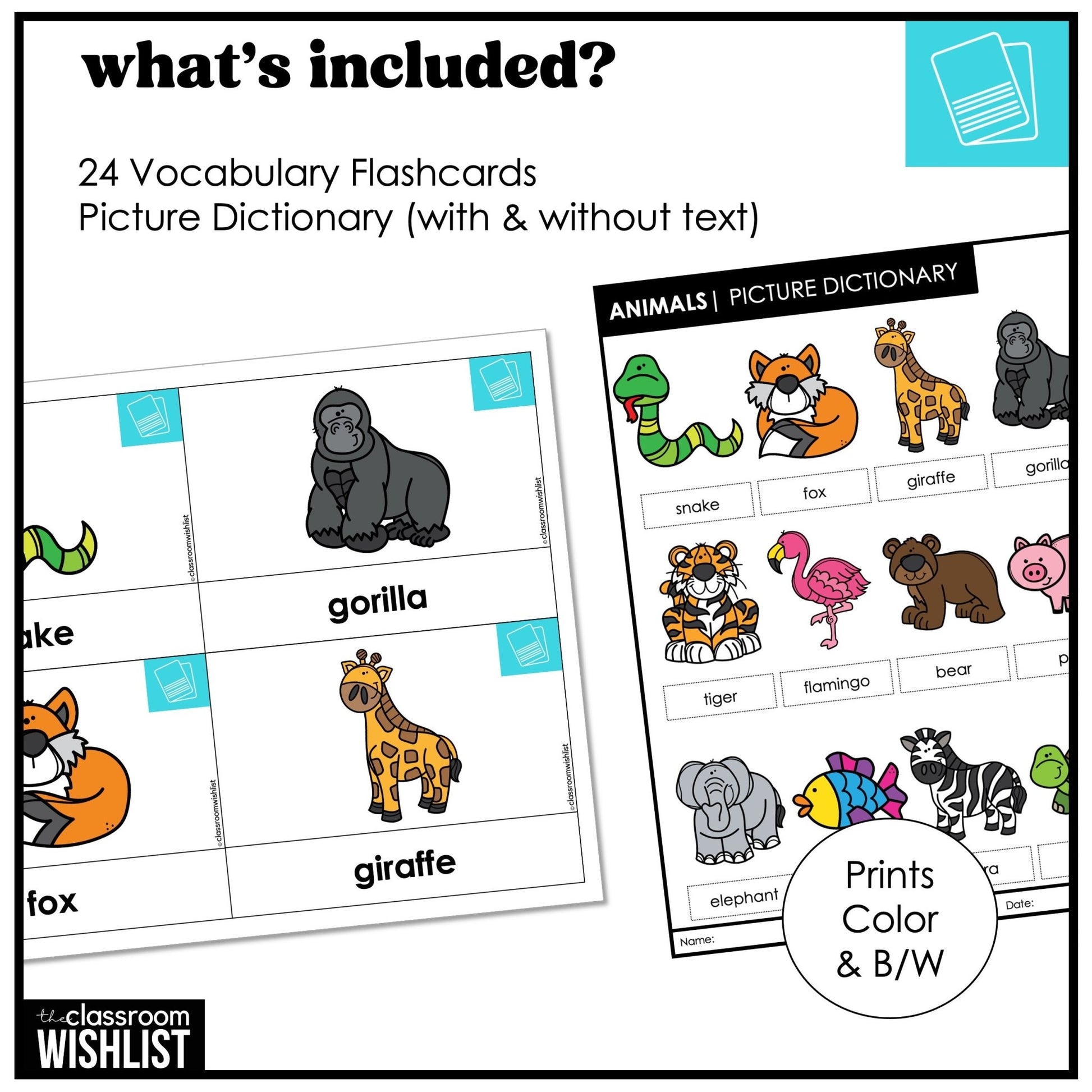 Animals Flashcard Bundle | Zoo, Farm & Pets | Flash Cards & Picture Dictionary - Hot Chocolate Teachables