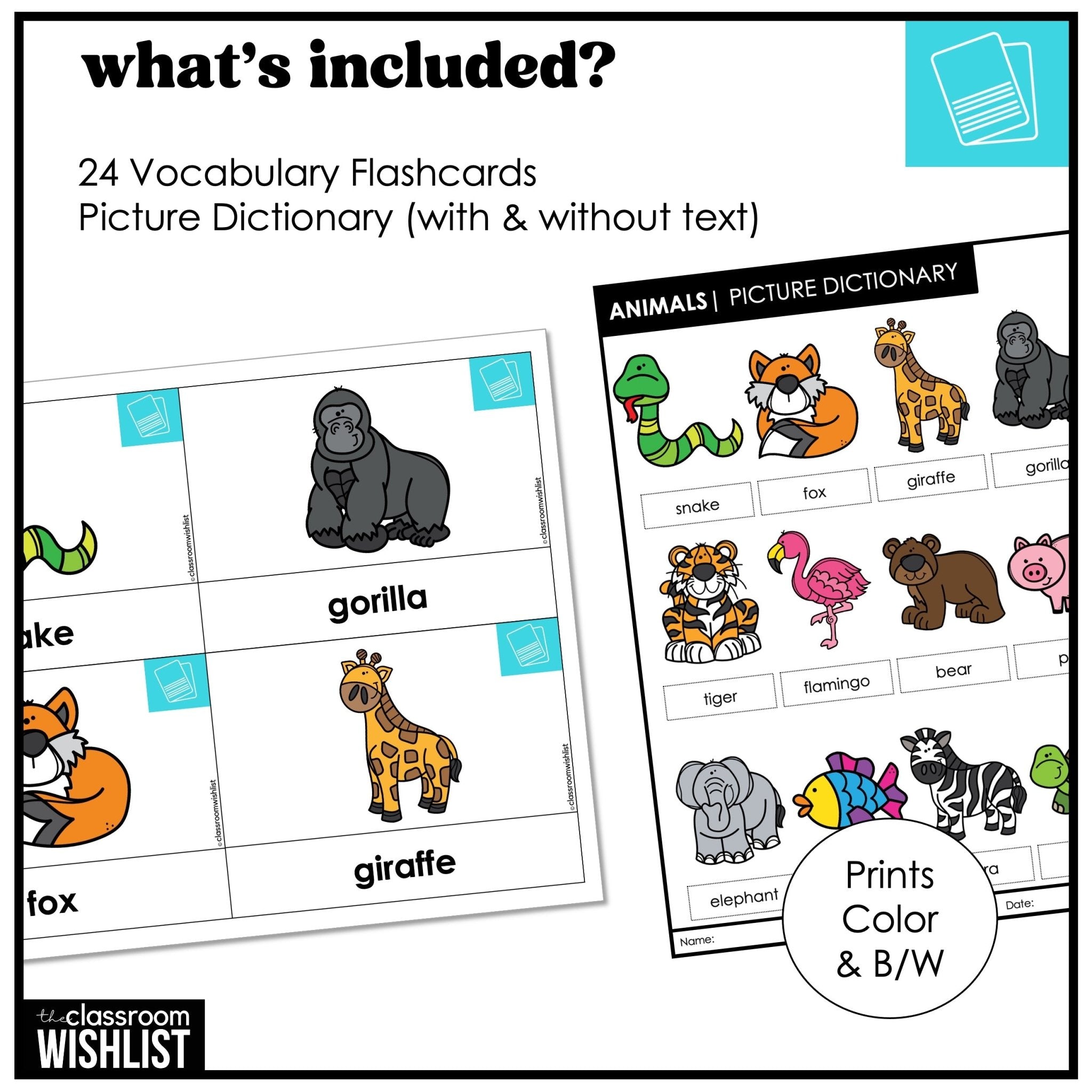 Animals Flashcard Bundle | Zoo, Farm & Pets | Flash Cards & Picture Dictionary - Hot Chocolate Teachables