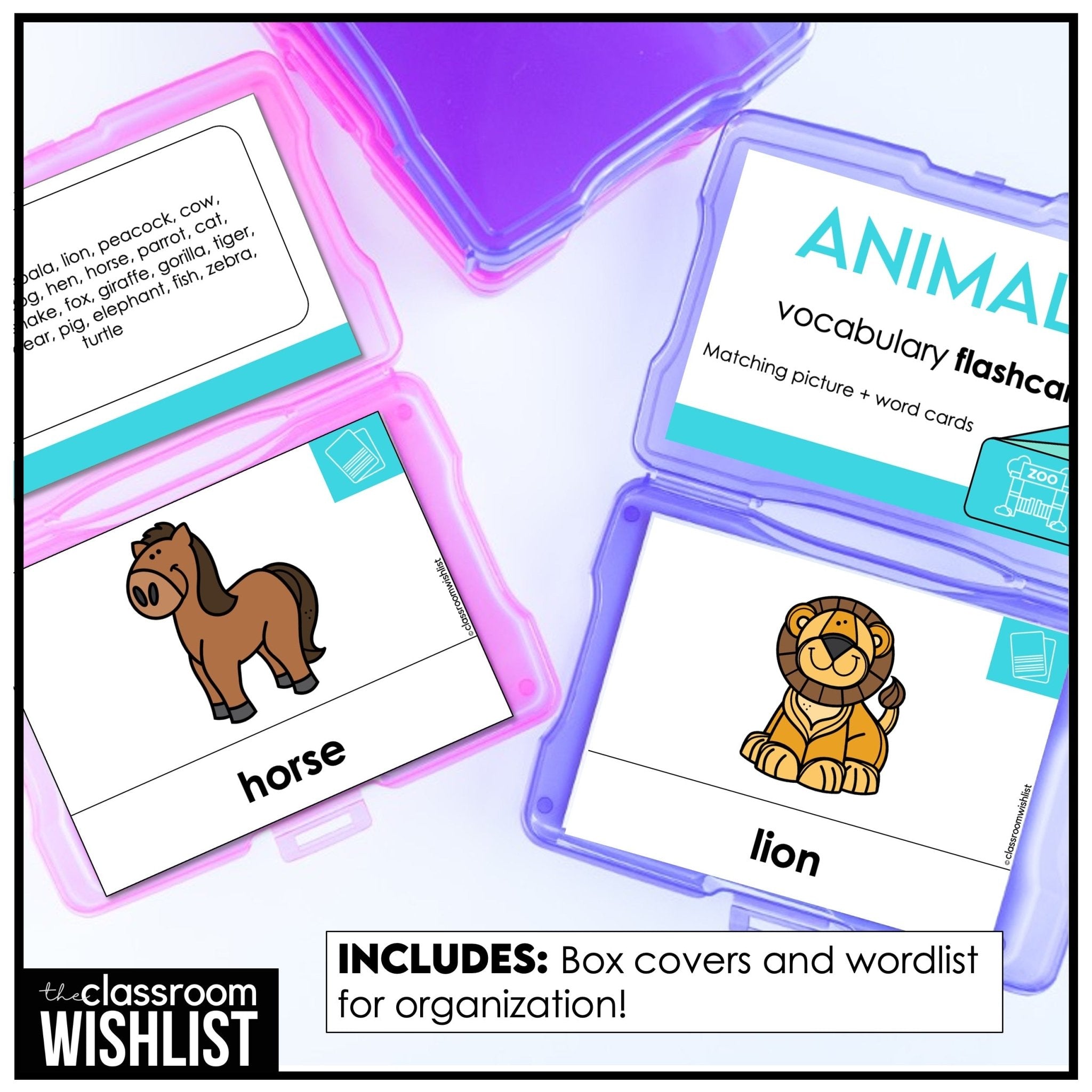 Animals Vocabulary Pack: Farm, Zoo and Pet Flashcards & Picture Dictionary - Hot Chocolate Teachables