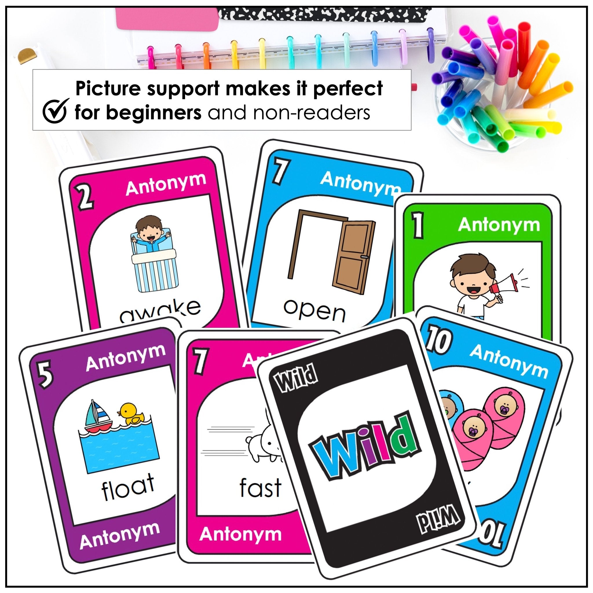 Antonyms | Opposites : Vocabulary Building Card Game - Hot Chocolate Teachables