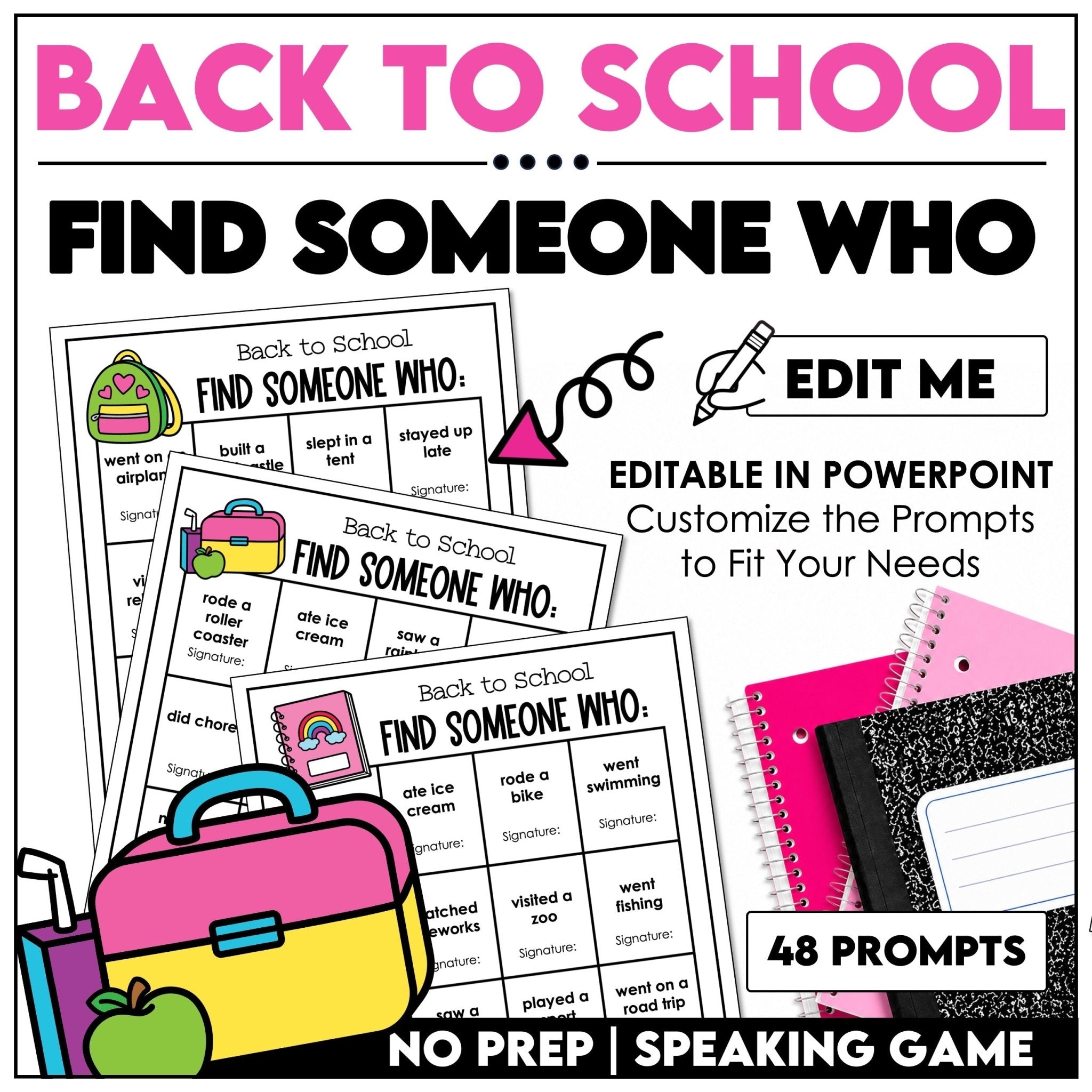 Back to School Find Someone Who | Editable Icebreaker Activity - Hot Chocolate Teachables
