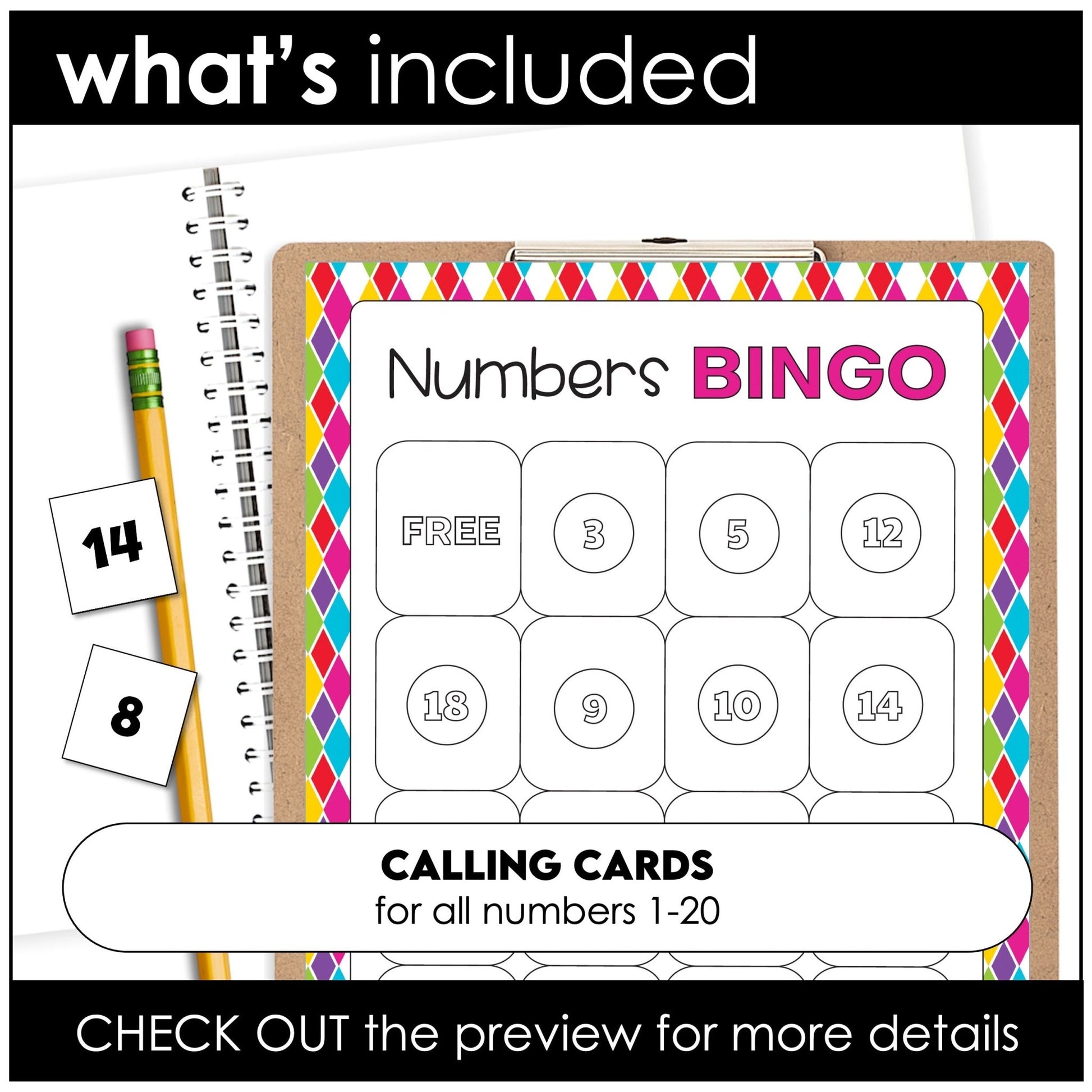 Bingo Game for Kids – Numbers 1–20 | Number Recognition & Counting Practice - Hot Chocolate Teachables