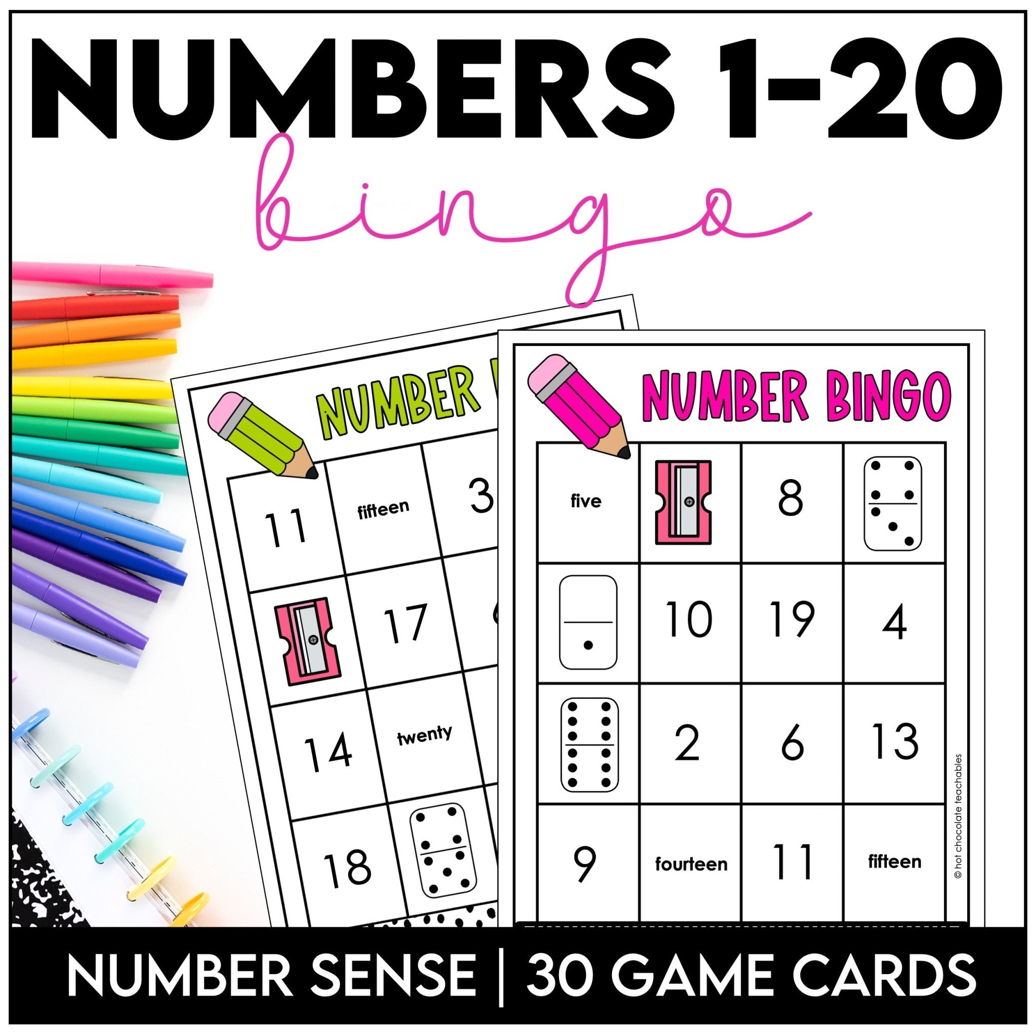 Bingo Game Number Recognition 1 - 20 - Hot Chocolate Teachables