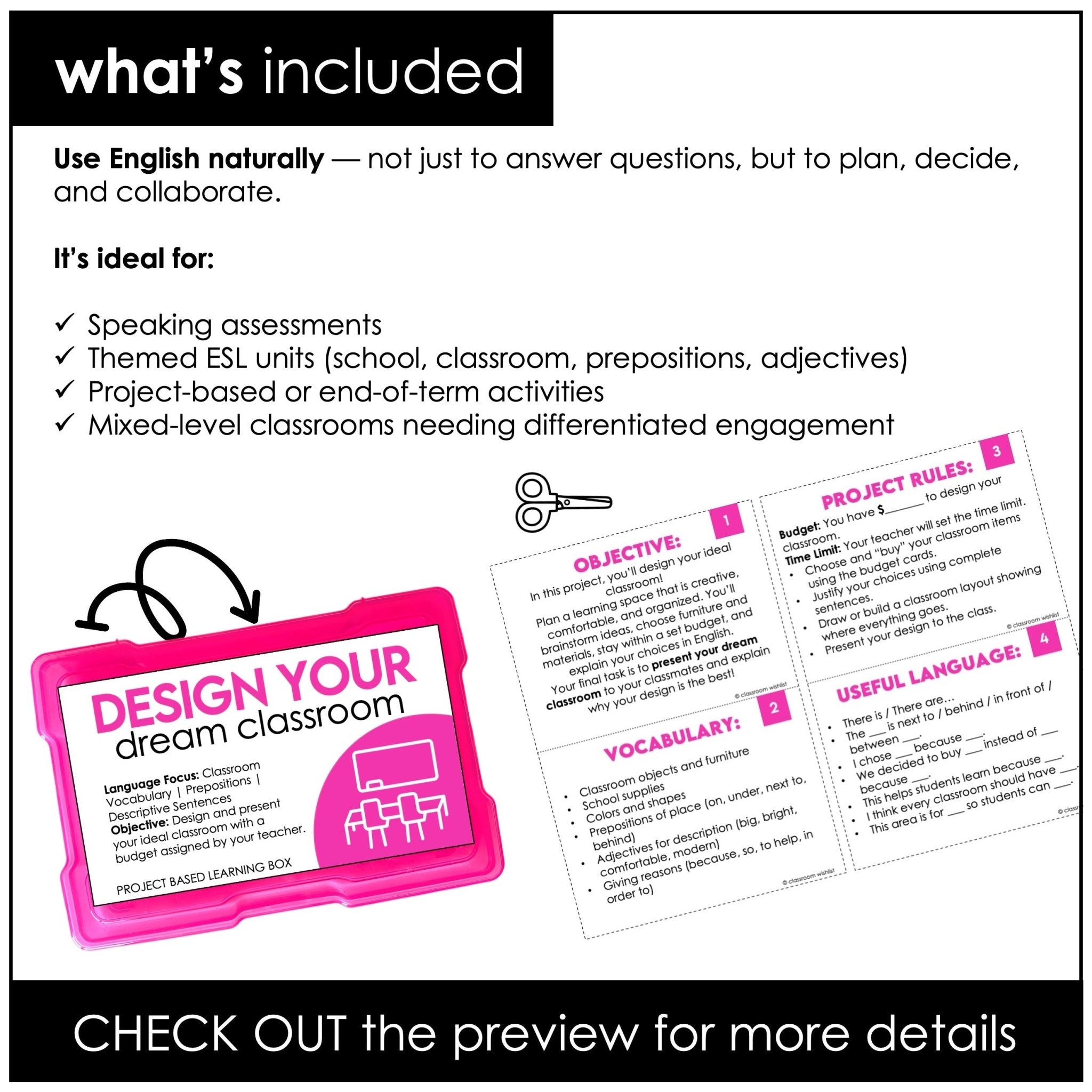 Build Your Dream Classroom – ESL Project - Based Learning & Speaking Activity - Hot Chocolate Teachables