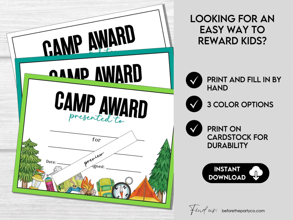 Camp Participation Award Certificates, Summer Camp Awards for Kids - Hot Chocolate Teachables