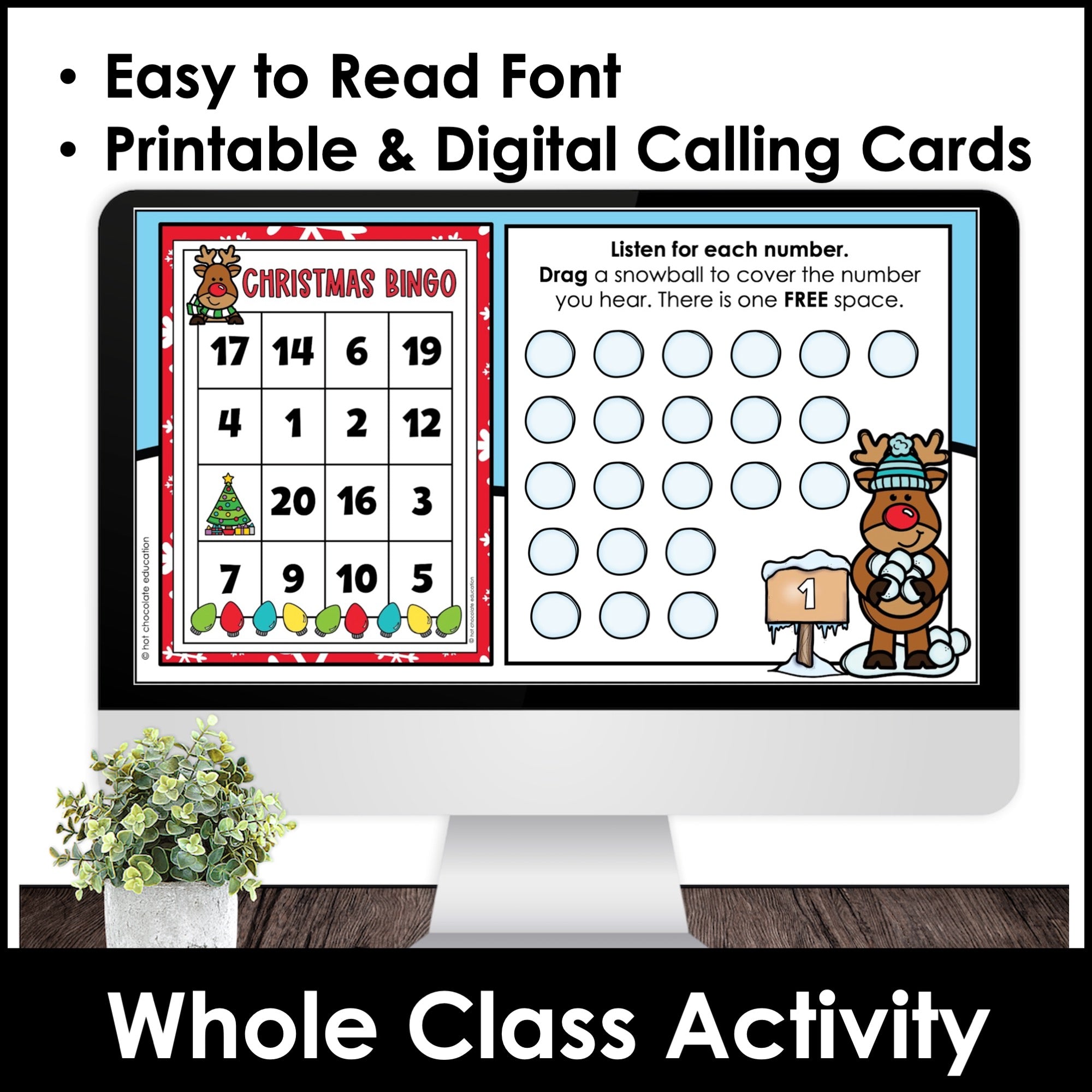 Christmas Bingo Bundle – Numbers 1–20 Print & Digital Versions - Hot Chocolate Teachables