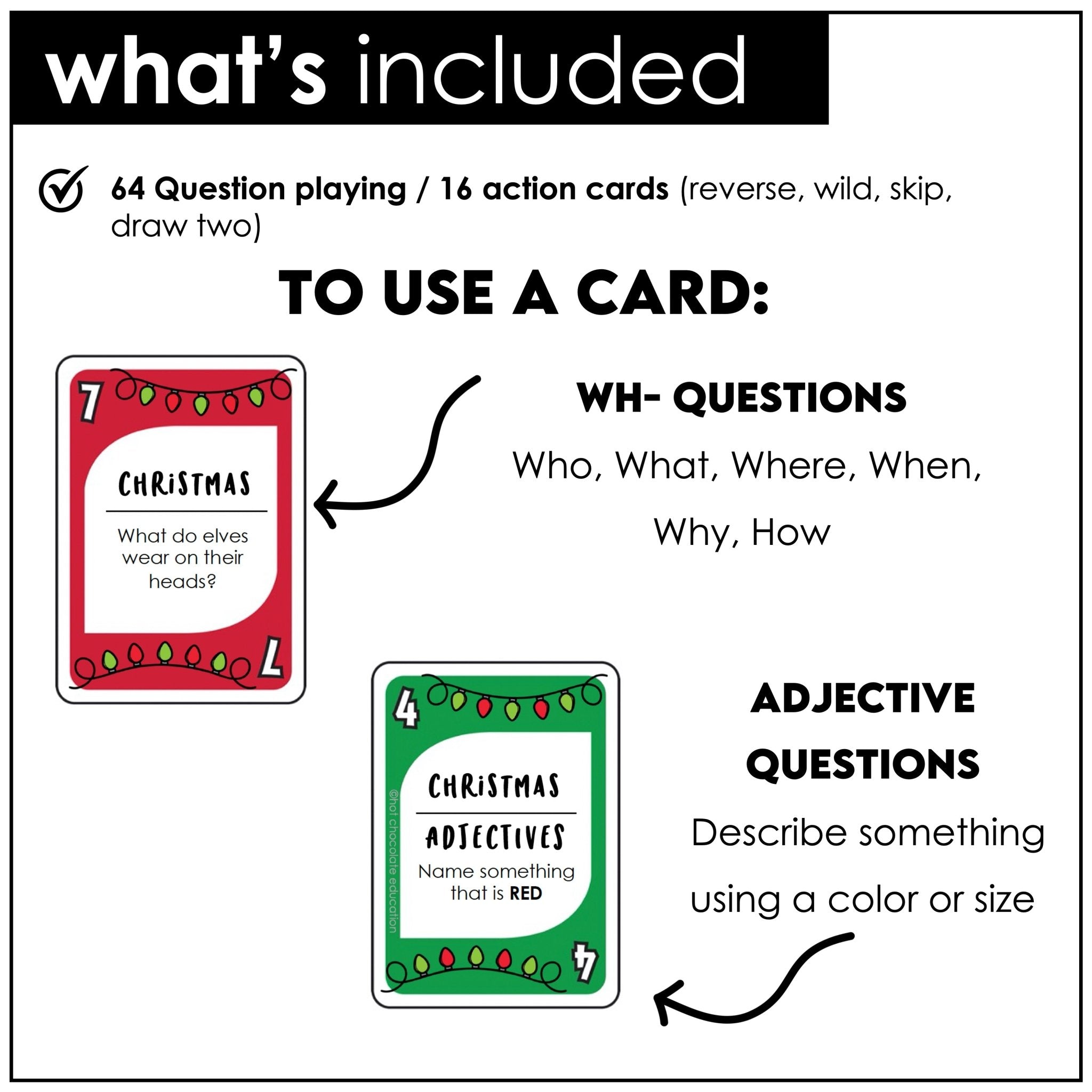 Christmas Card Game | Holiday Questions - Trivia - Vocabulary - Hot Chocolate Teachables