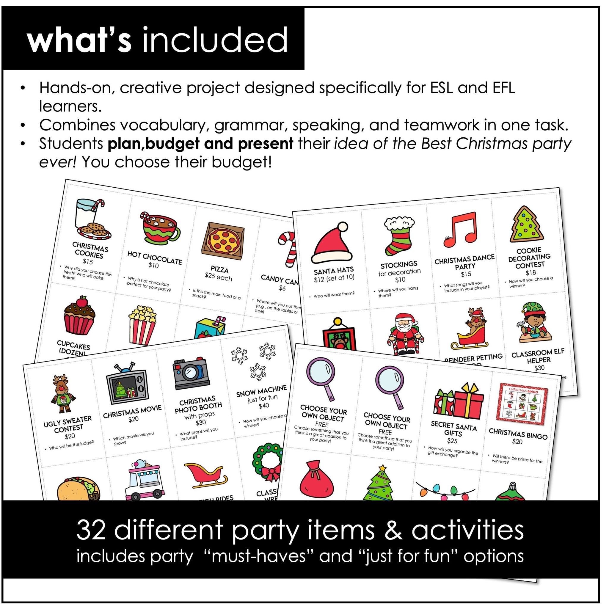 Christmas ESL Activity – Project - Based Learning Speaking Project for Students - Hot Chocolate Teachables
