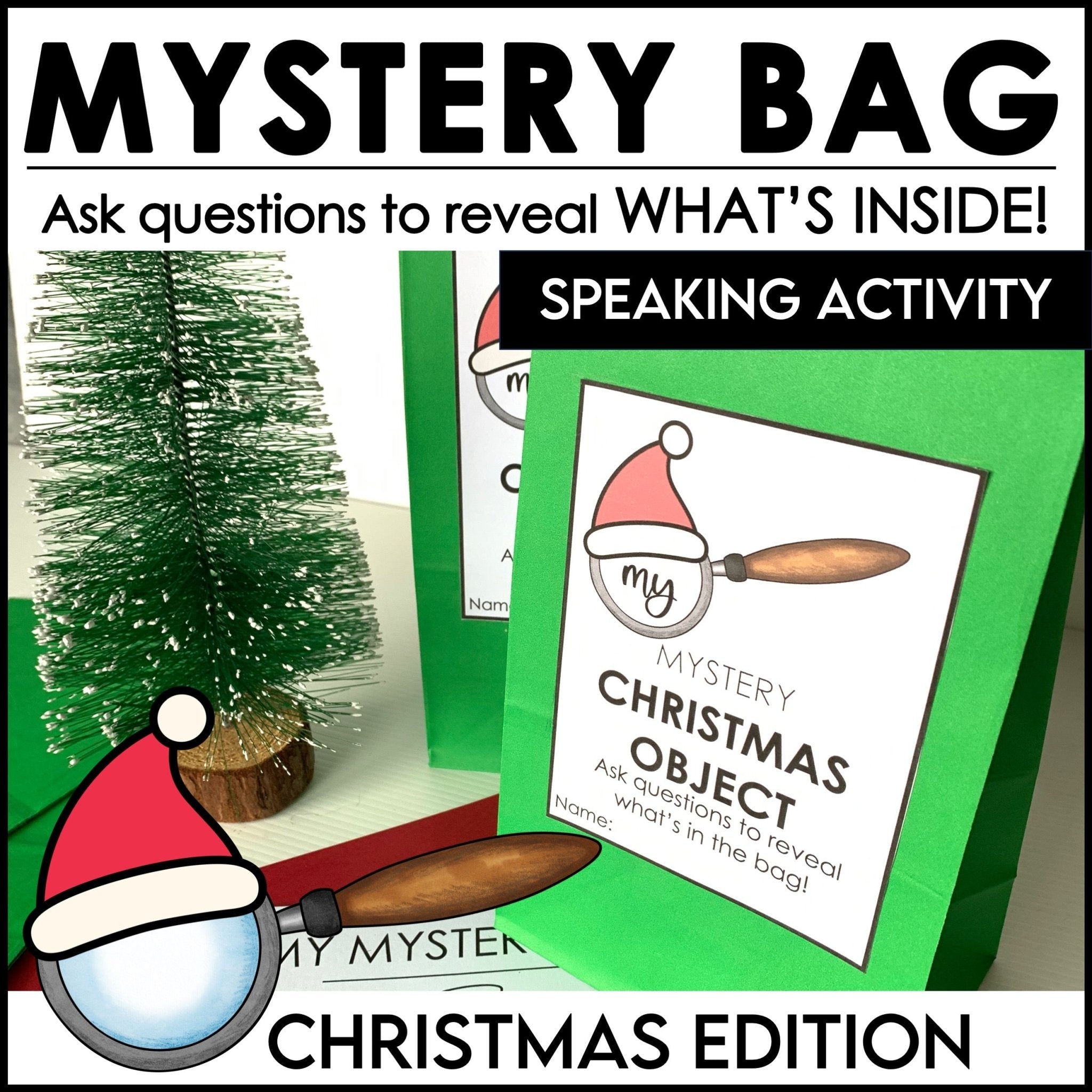 Christmas Mystery Bag | Object Guessing Game | Asking and Answering WH Questions - Hot Chocolate Teachables