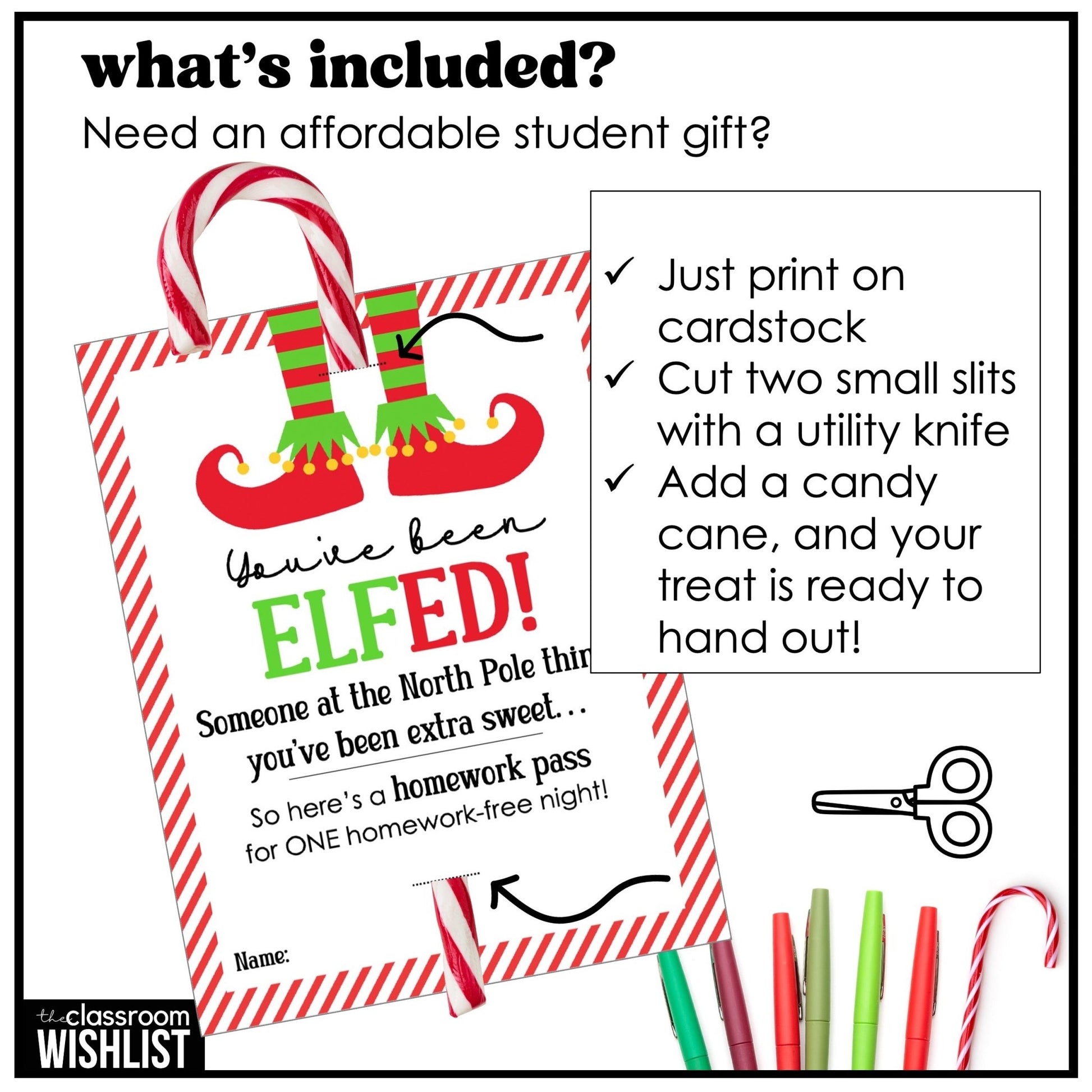 Christmas No Homework Pass – Holiday Candy Cane Student Gift Tags - Hot Chocolate Teachables