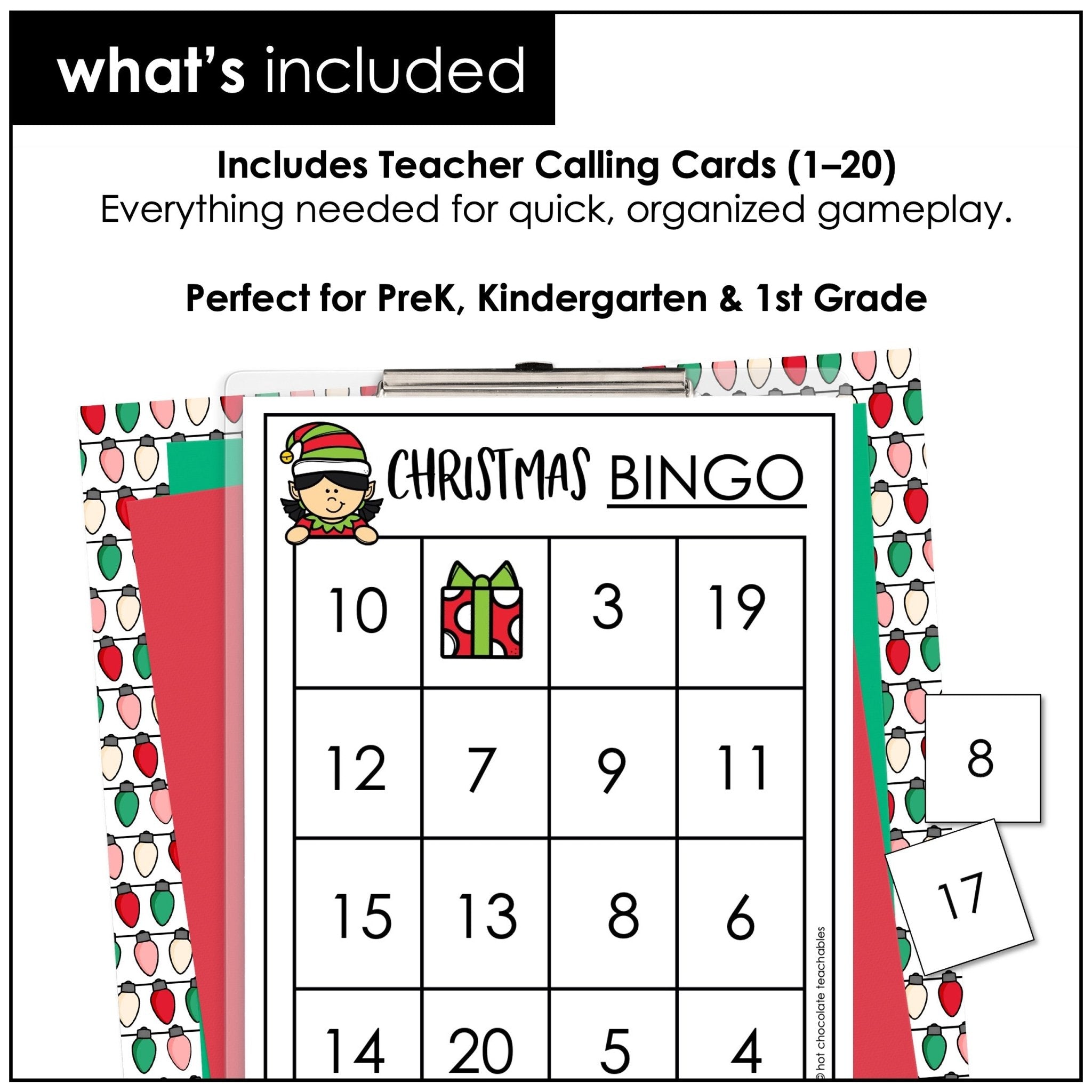 Christmas Number Bingo Game Cards - Hot Chocolate Teachables