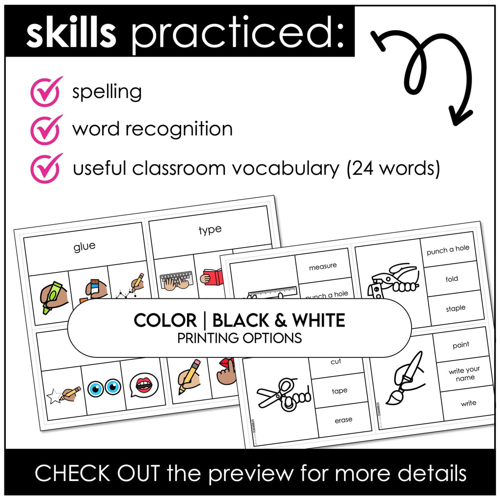 Classroom Instructions CLIP CARDS - Useful Vocabulary for Giving Directions - Hot Chocolate Teachables