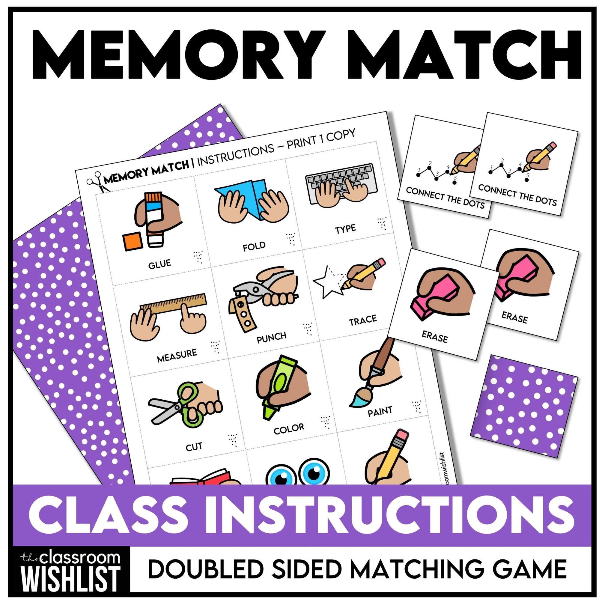 Classroom Instructions Memory Game | Useful Classroom Vocabulary Card Game - Hot Chocolate Teachables