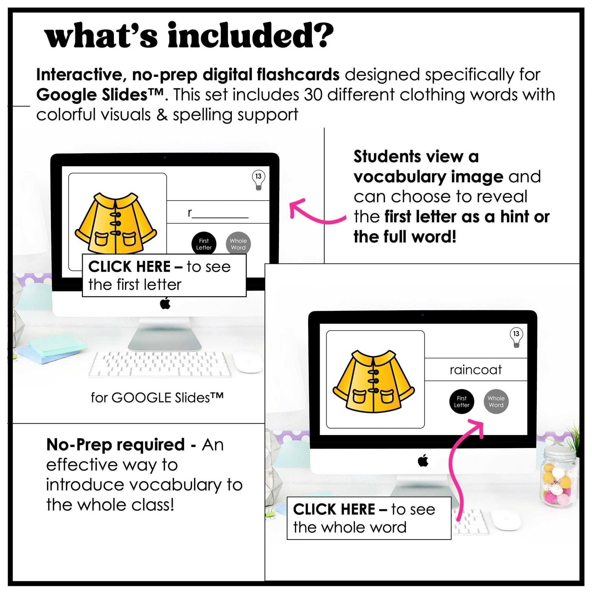 Clothes Vocabulary Flashcards & Picture Dictionary Print + Digital | ESL | ELL - Hot Chocolate Teachables