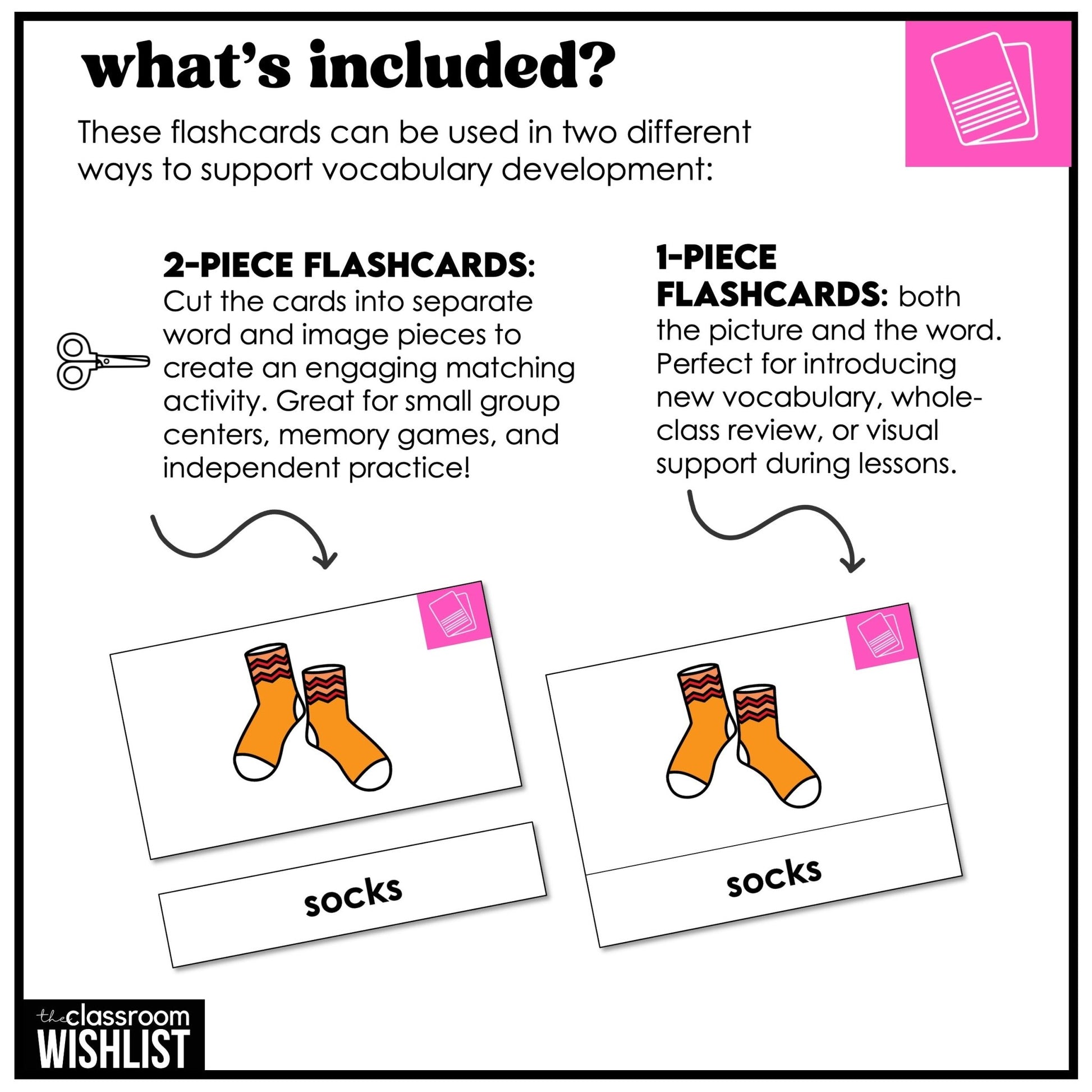 Clothes Vocabulary Pack: Flashcards & Picture Dictionary for ESL / ELL / ELA - Hot Chocolate Teachables
