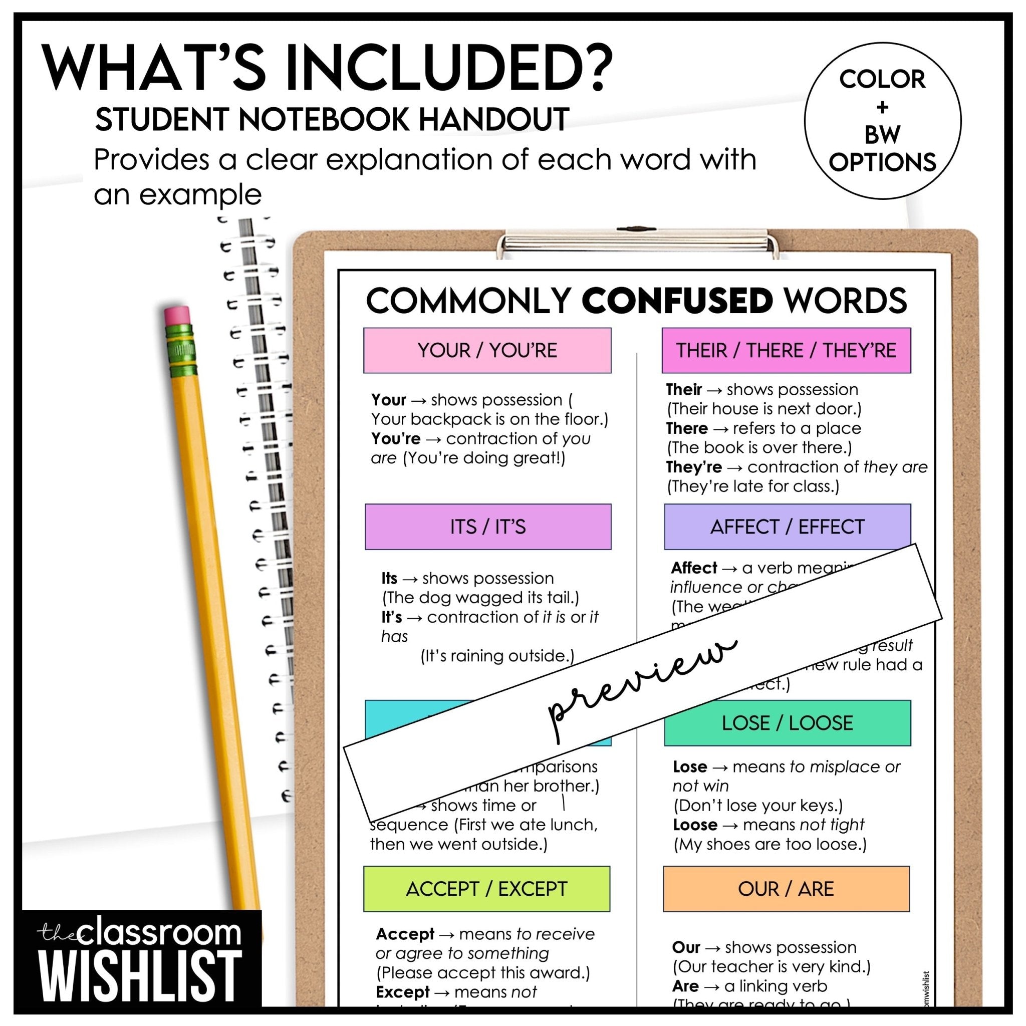 Commonly Confused Words & Homophones Game – ESL Grammar Gap - Fill Activity - Hot Chocolate Teachables