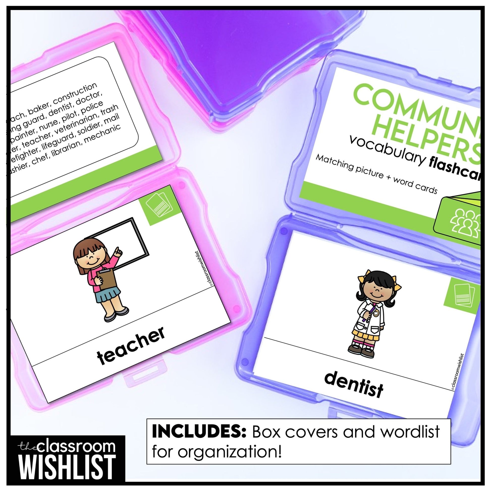 Community Helper Vocabulary Pack: Flashcards & Picture Dictionary - Job, Career - Hot Chocolate Teachables