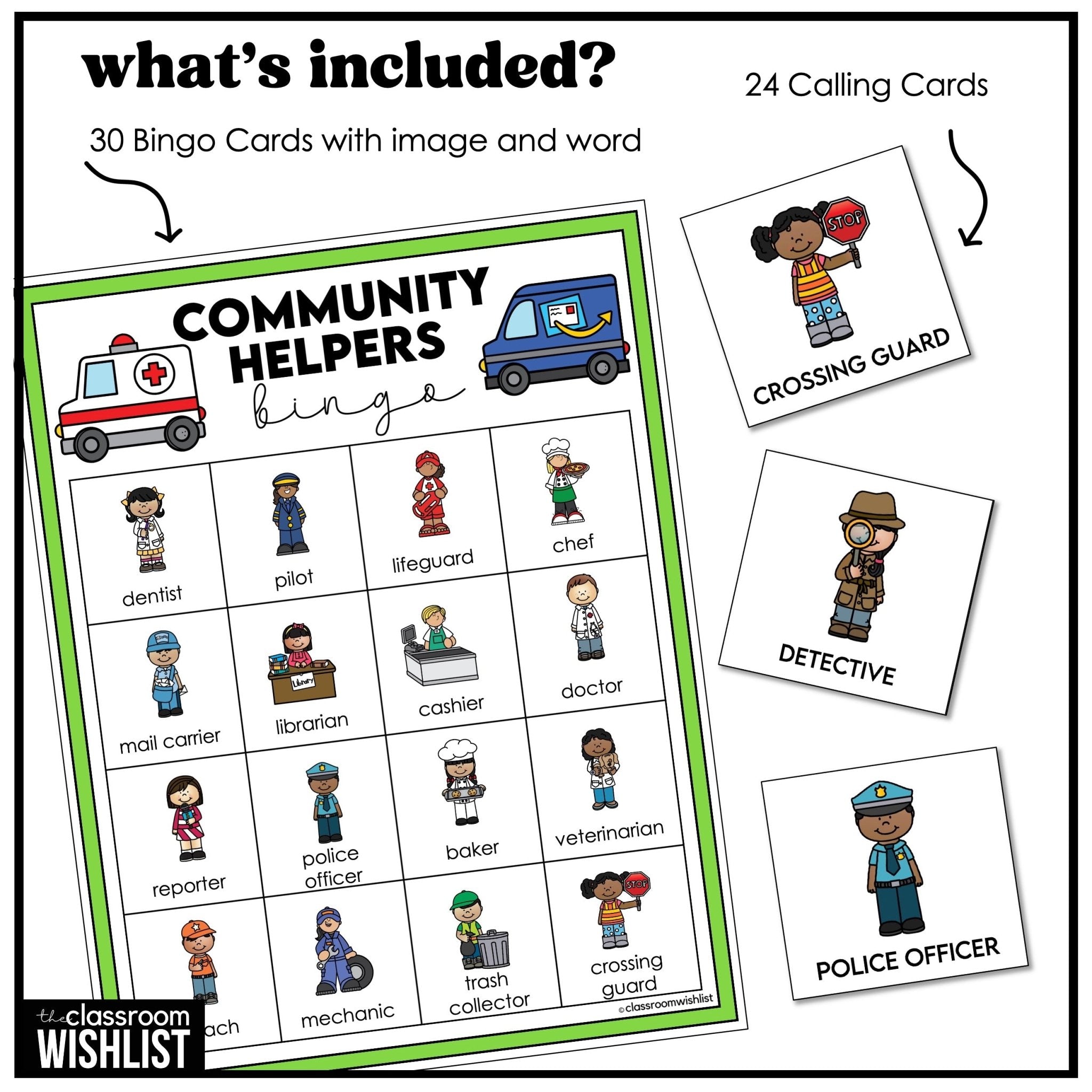 Community Helpers Bingo Game | Jobs, Careers & Occupations Vocabulary Activity - Hot Chocolate Teachables