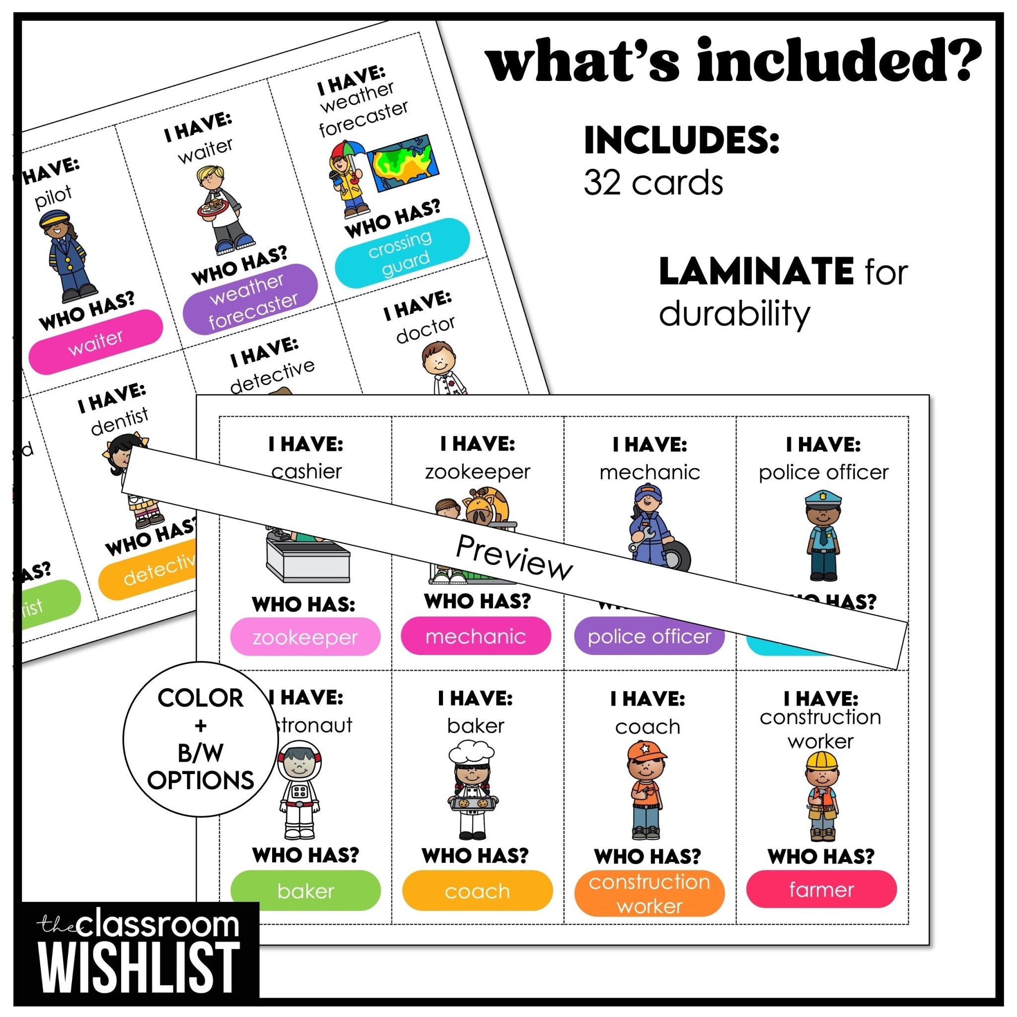 Community Helpers "I Have, Who Has?" Card Game | Jobs, Careers & Occupations - Hot Chocolate Teachables