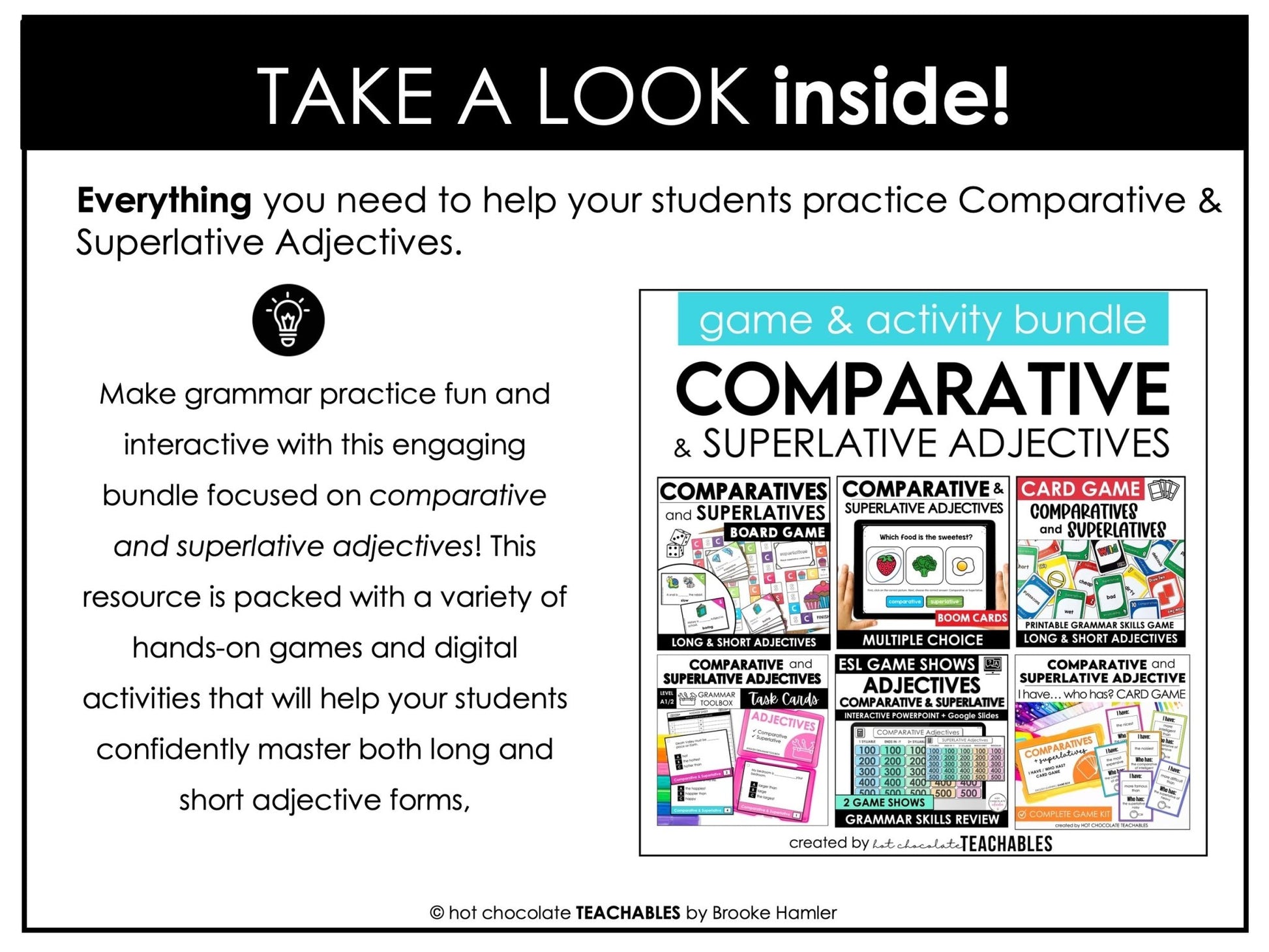 Comparative & Superlative Adjective Activity Bundle | Print & Digital - Hot Chocolate Teachables