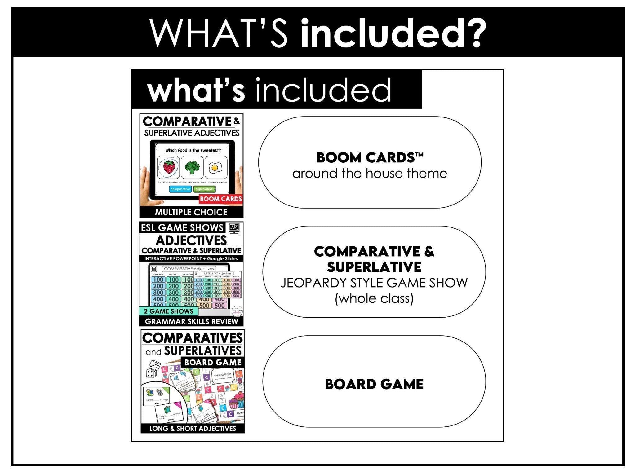 Comparative & Superlative Adjective Activity Bundle | Print & Digital - Hot Chocolate Teachables