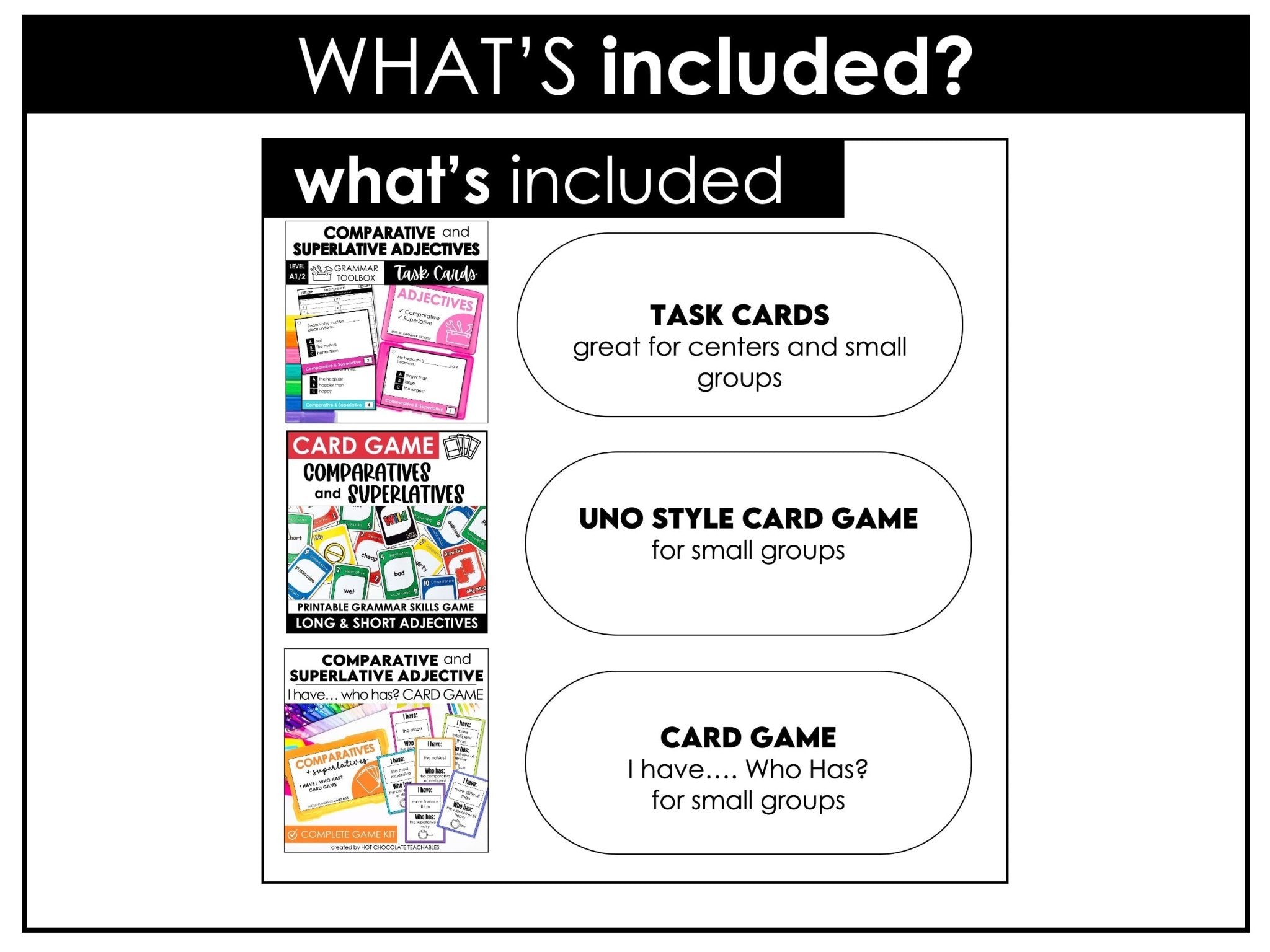 Comparative & Superlative Adjective Activity Bundle | Print & Digital - Hot Chocolate Teachables