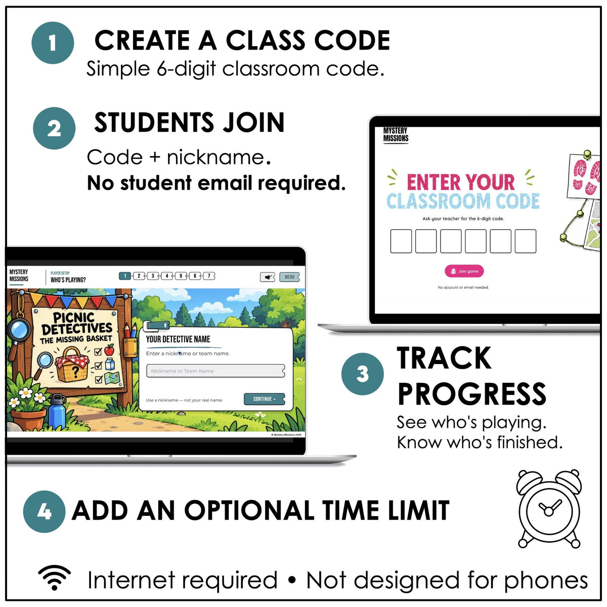 Classroom access and teacher progress tracking