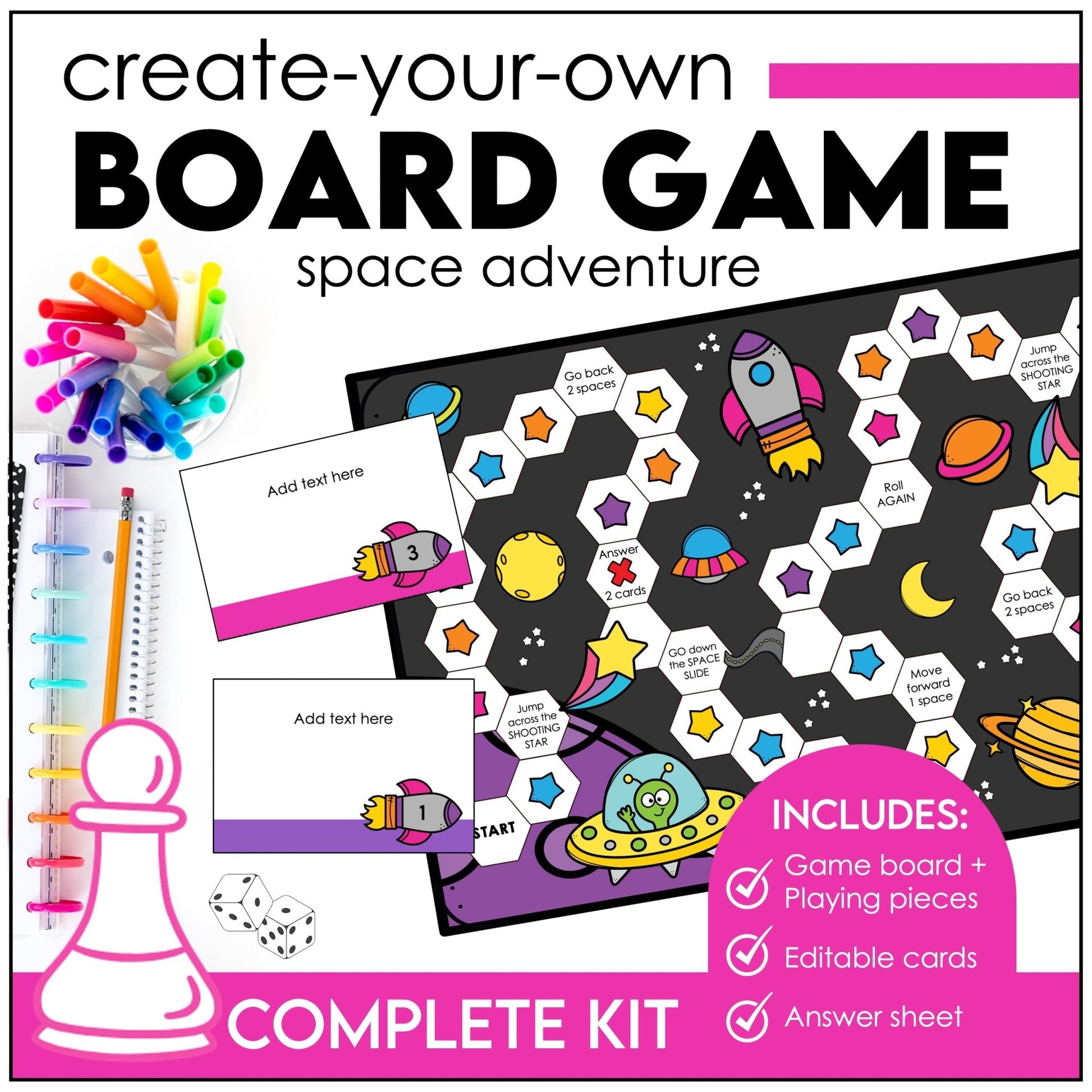 Create Editable Board Games for any subject | Templates with Editable Game Cards - Hot Chocolate Teachables