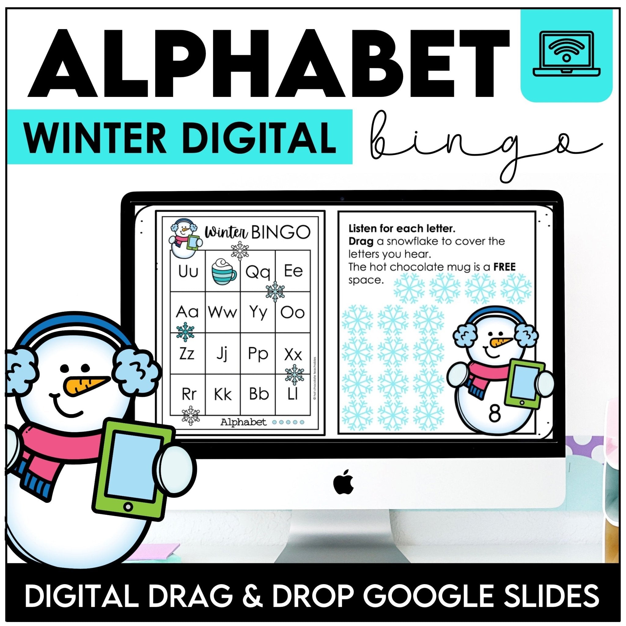 Digital Alphabet Fluency BINGO Game | Google Slides™ Uppercase & Lowercase - Hot Chocolate Teachables