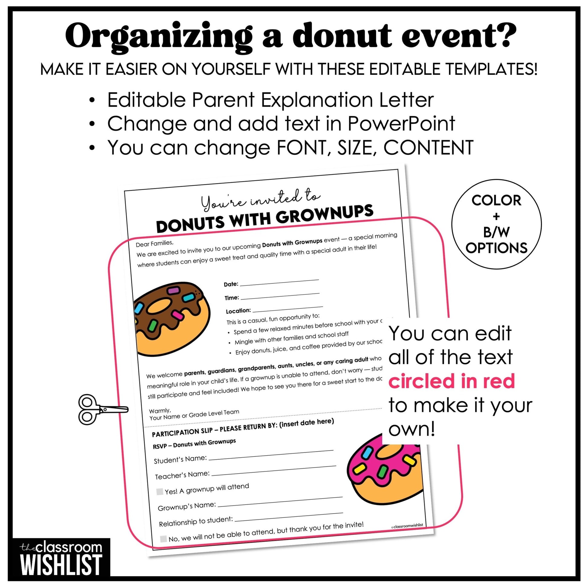 Donut Party Planning Kit | RSVP Parent Letter | Donuts & Grownups | Name Tags - Hot Chocolate Teachables