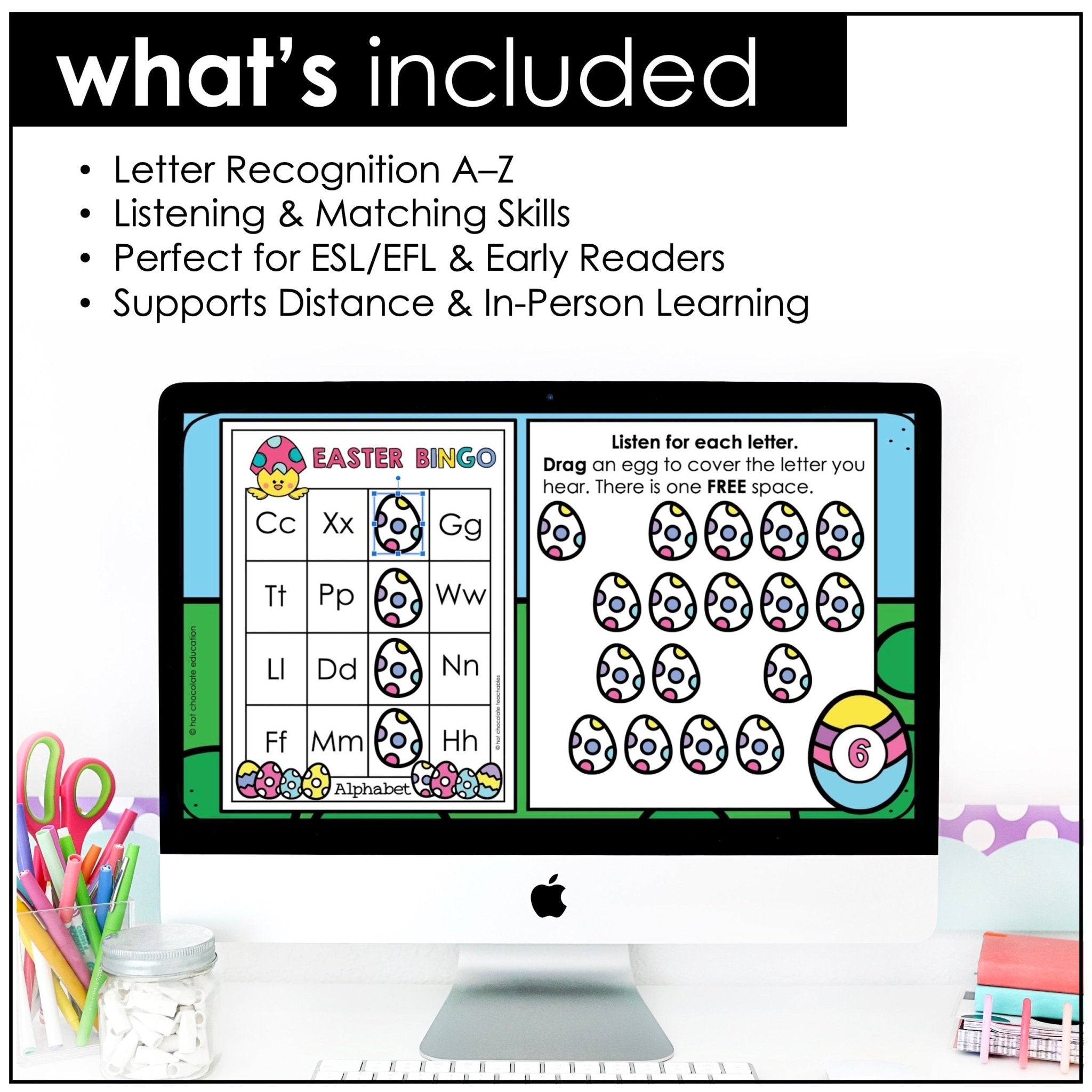 Easter Alphabet Fluency Bingo Game Bundle - Hot Chocolate Teachables