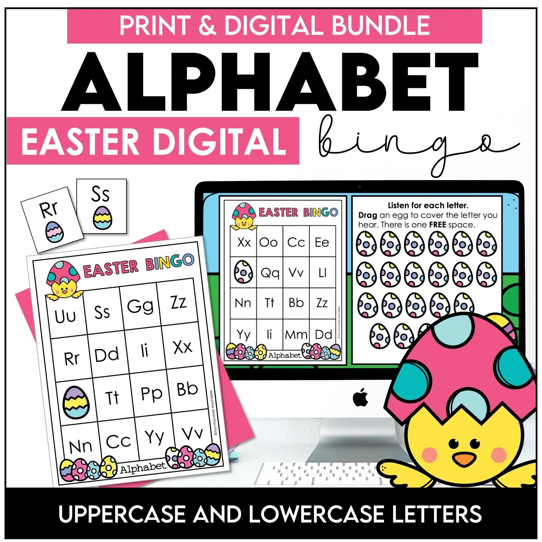 Easter Alphabet Fluency Bingo Game Bundle - Hot Chocolate Teachables