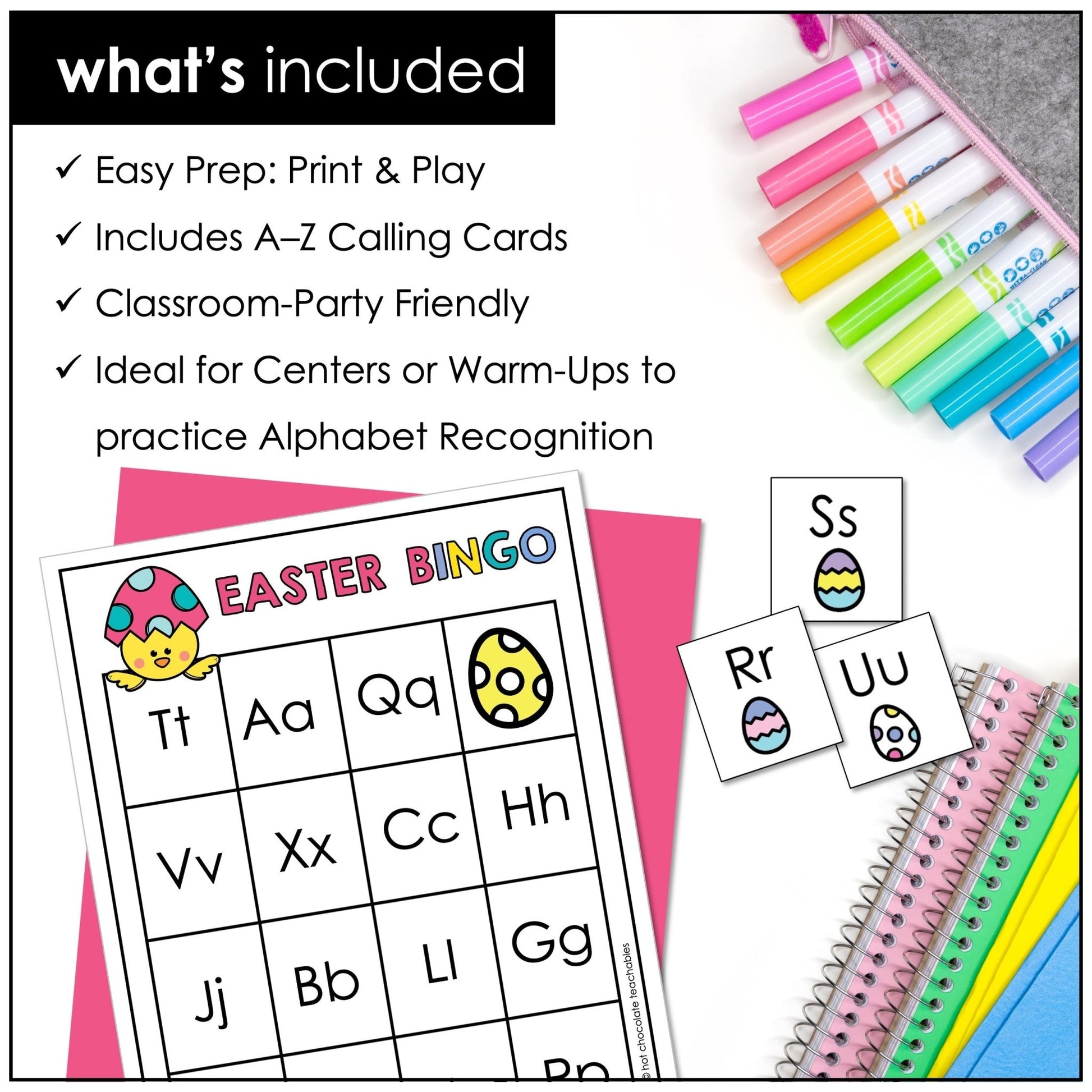 Easter Alphabet Letter Recognition Bingo – Print & Digital Bundle - Hot Chocolate Teachables