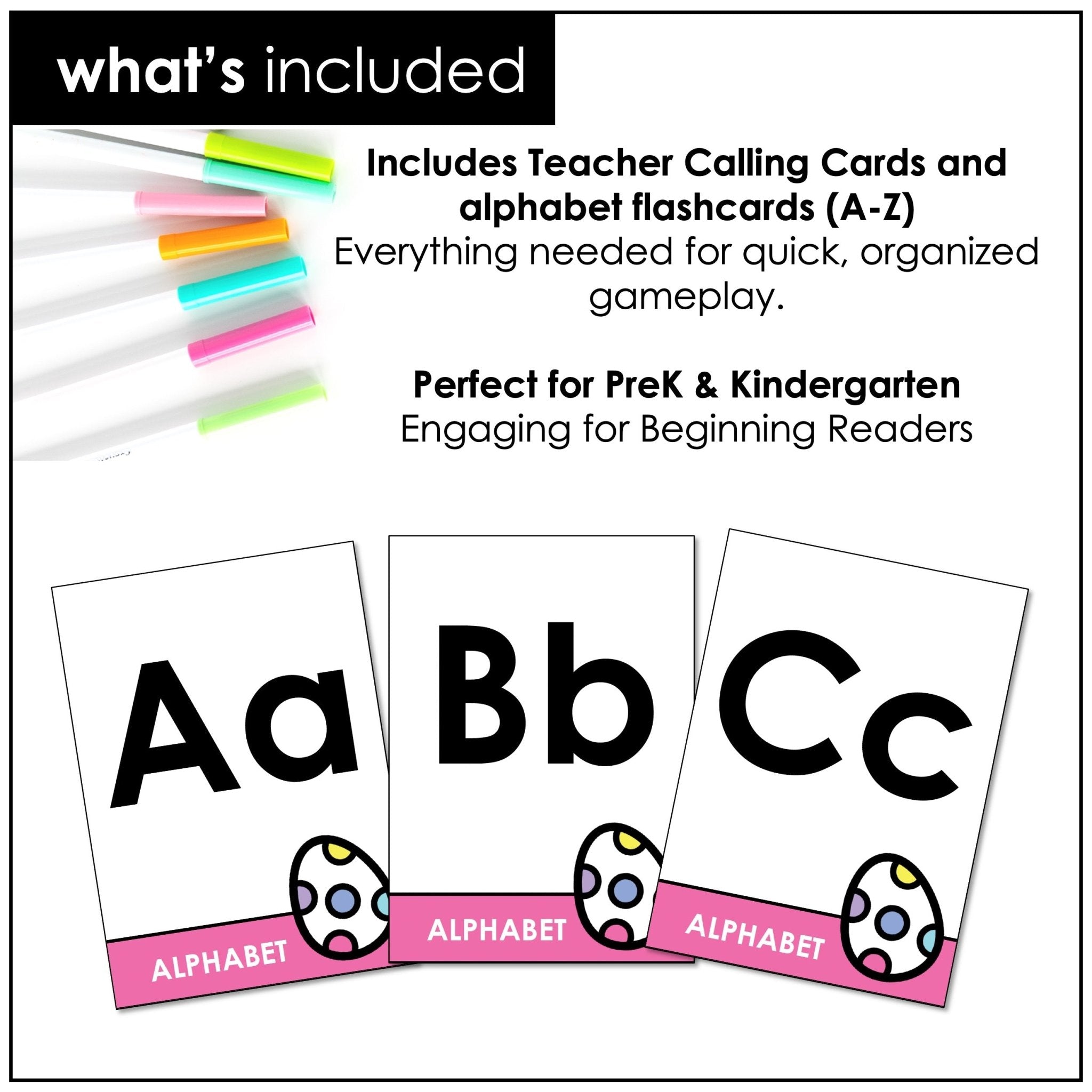 Easter Alphabet Recognition Bingo Game - Uppercase & Lowercase Letters - Hot Chocolate Teachables