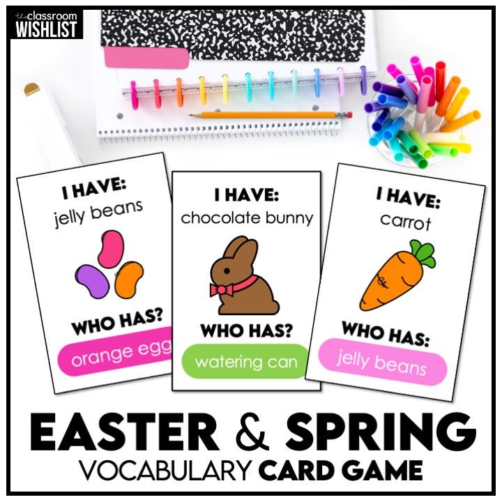 Easter I Have, Who Has? Card Game | Spring Vocabulary Activity - Hot Chocolate Teachables