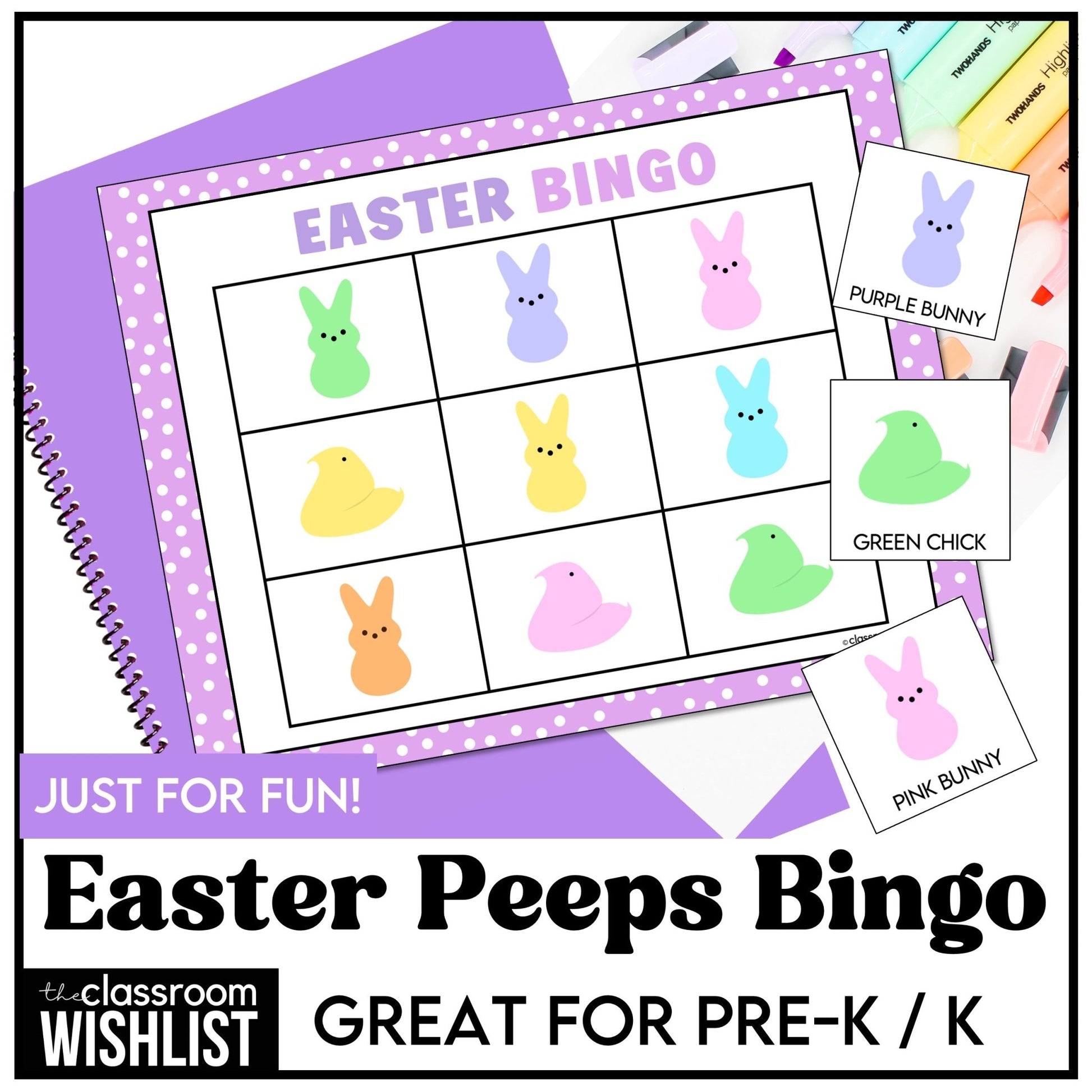 Easter Peeps Bingo Game | Color Vocabulary Activity for Preschool, Kindergarten - Hot Chocolate Teachables