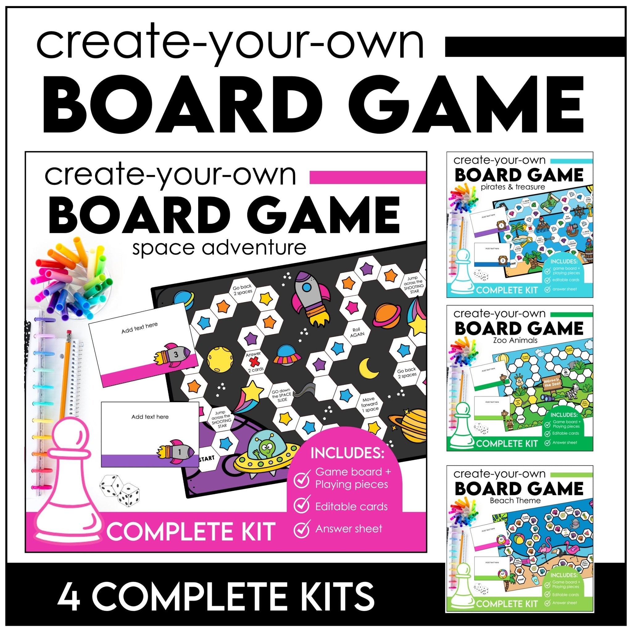 Editable Board Game Templates - Customize Blank Playing Cards in PowerPoint - Hot Chocolate Teachables