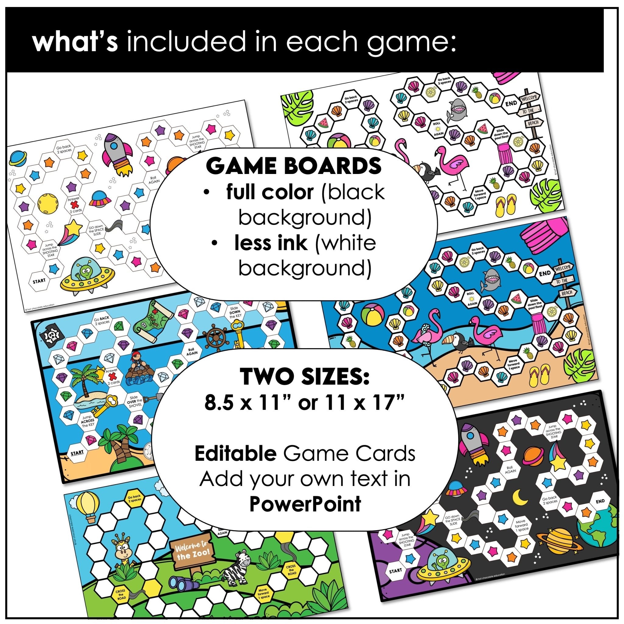 Editable Board Game Templates - Customize Blank Playing Cards in PowerPoint - Hot Chocolate Teachables